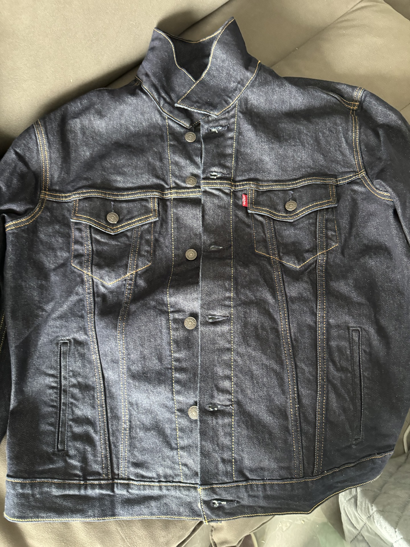 custom review-Levis Джинсовая Куртка Мужская Темно-Синяя