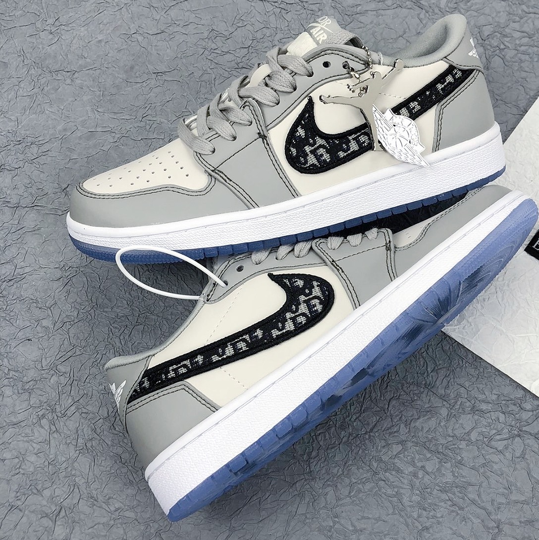 67aj1低帮迪奥联名白灰乔丹/air jordan aj1 aj1乔丹1代低帮系列