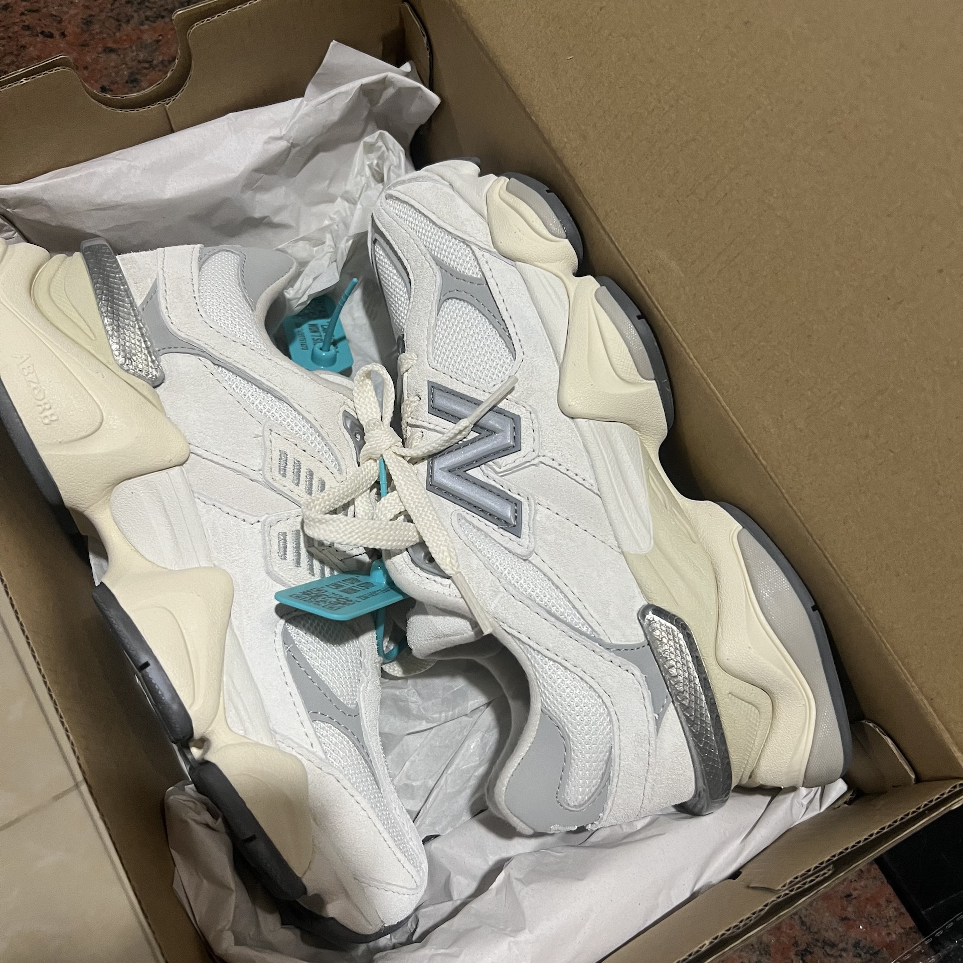 custom review-New Balance NB 9060 Амортизаторы Slip-resistant устойчивые к истиранию Низкий топ Casual Унисекс Серый Белый