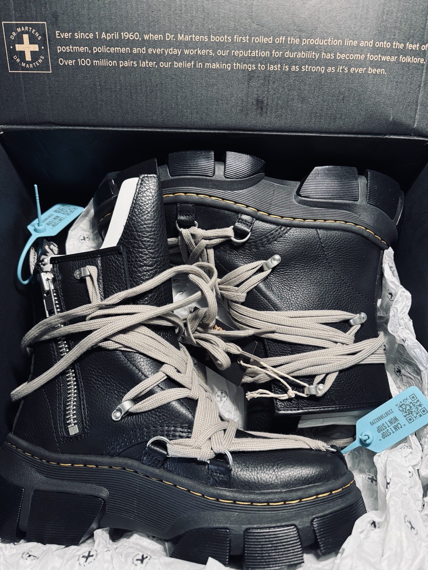 custom review-Dr.Martens X Rick Owens 1460 Dmxl Megalace 'Black'