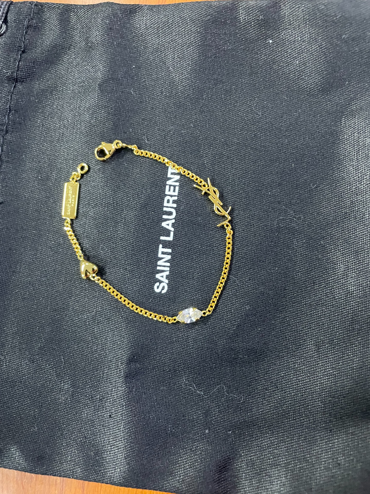 custom review-SAINT LAURENT Кристалл Латунь Браслеты Женские Золото