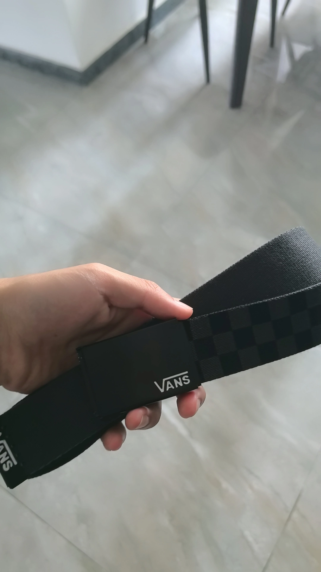 custom review-VANS Полиэстер Кожаные ремни Серый Черный Клетка Мужской