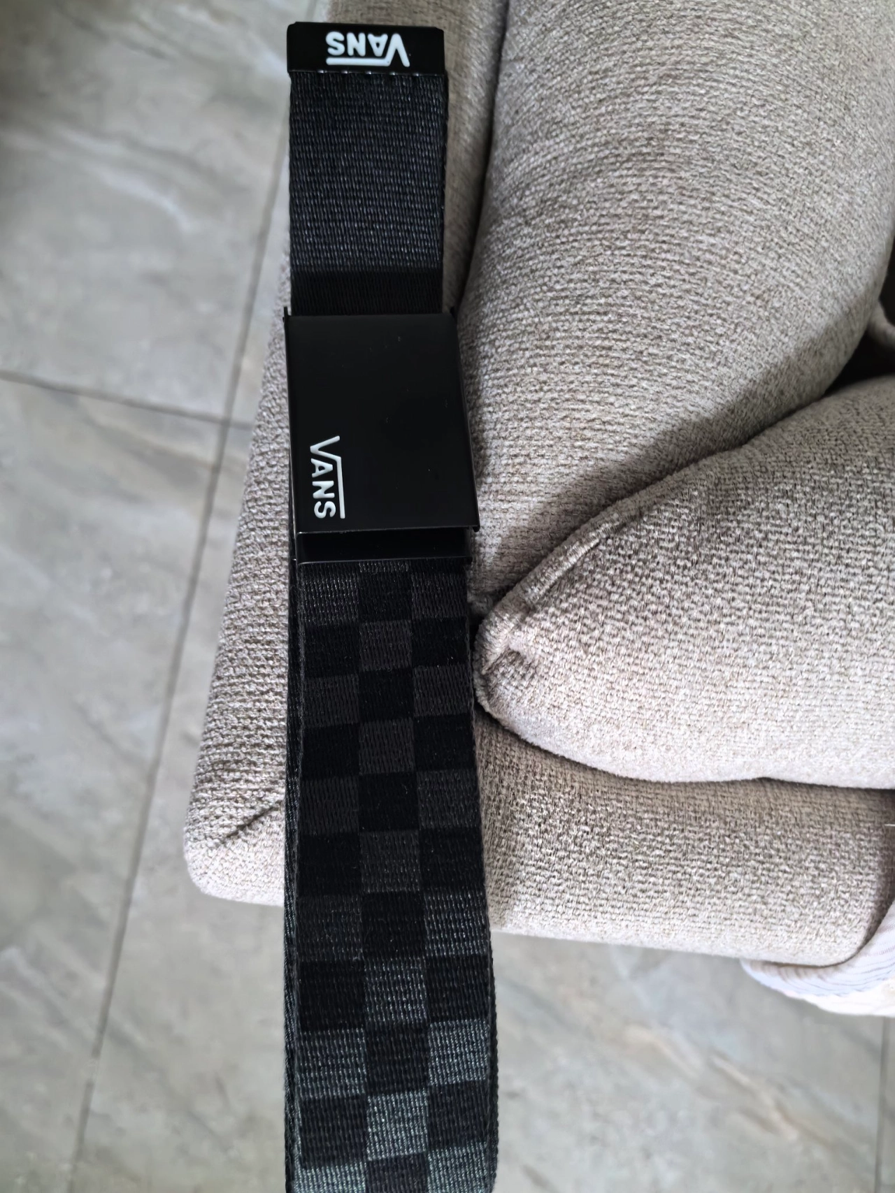 custom review-VANS Полиэстер Кожаные ремни Серый Черный Клетка Мужской