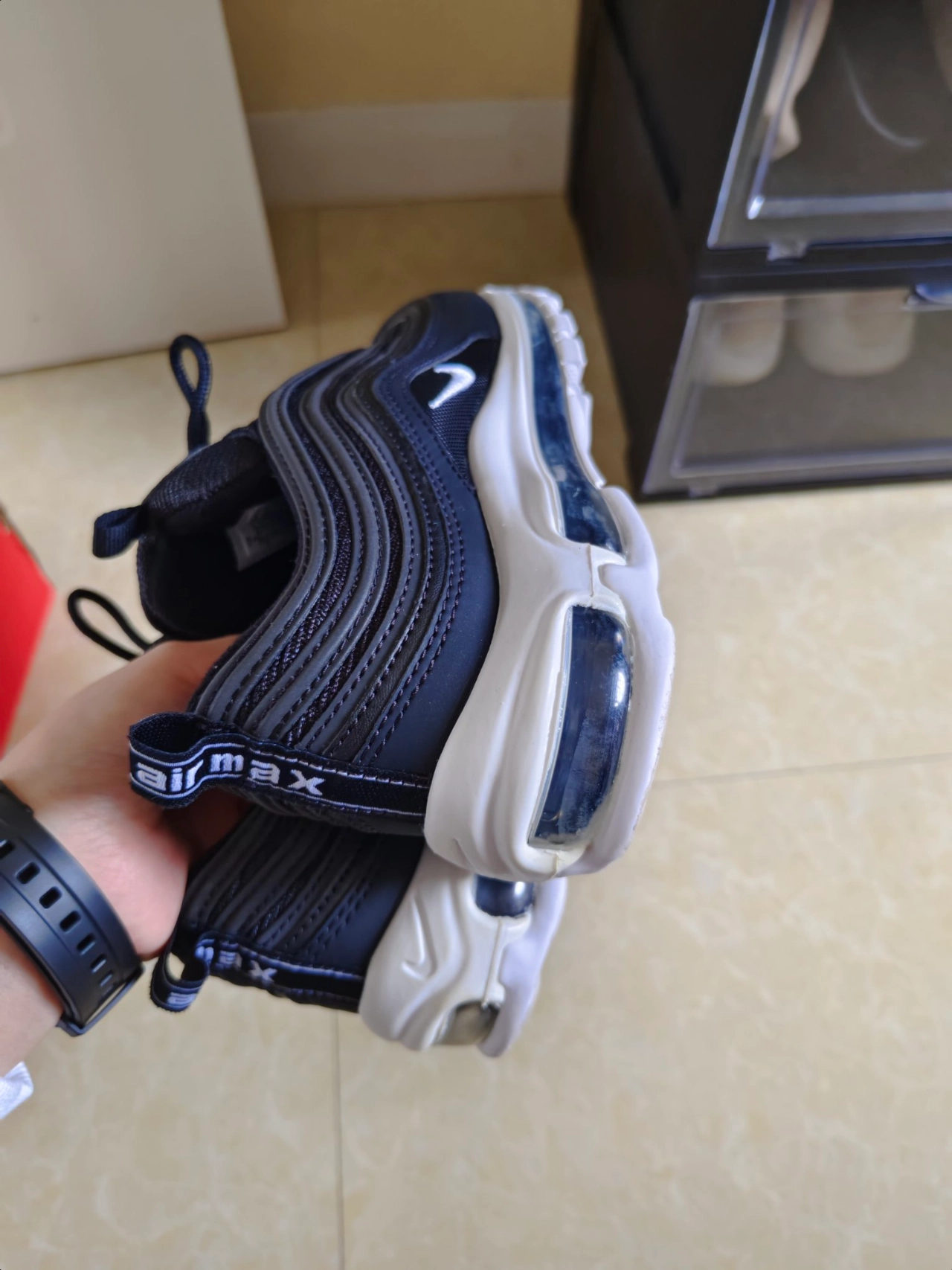 custom review-Nike Air Max 97 Амортизация Низкий Топ Повседневная Беговая Обувь Унисекс Черный Белый