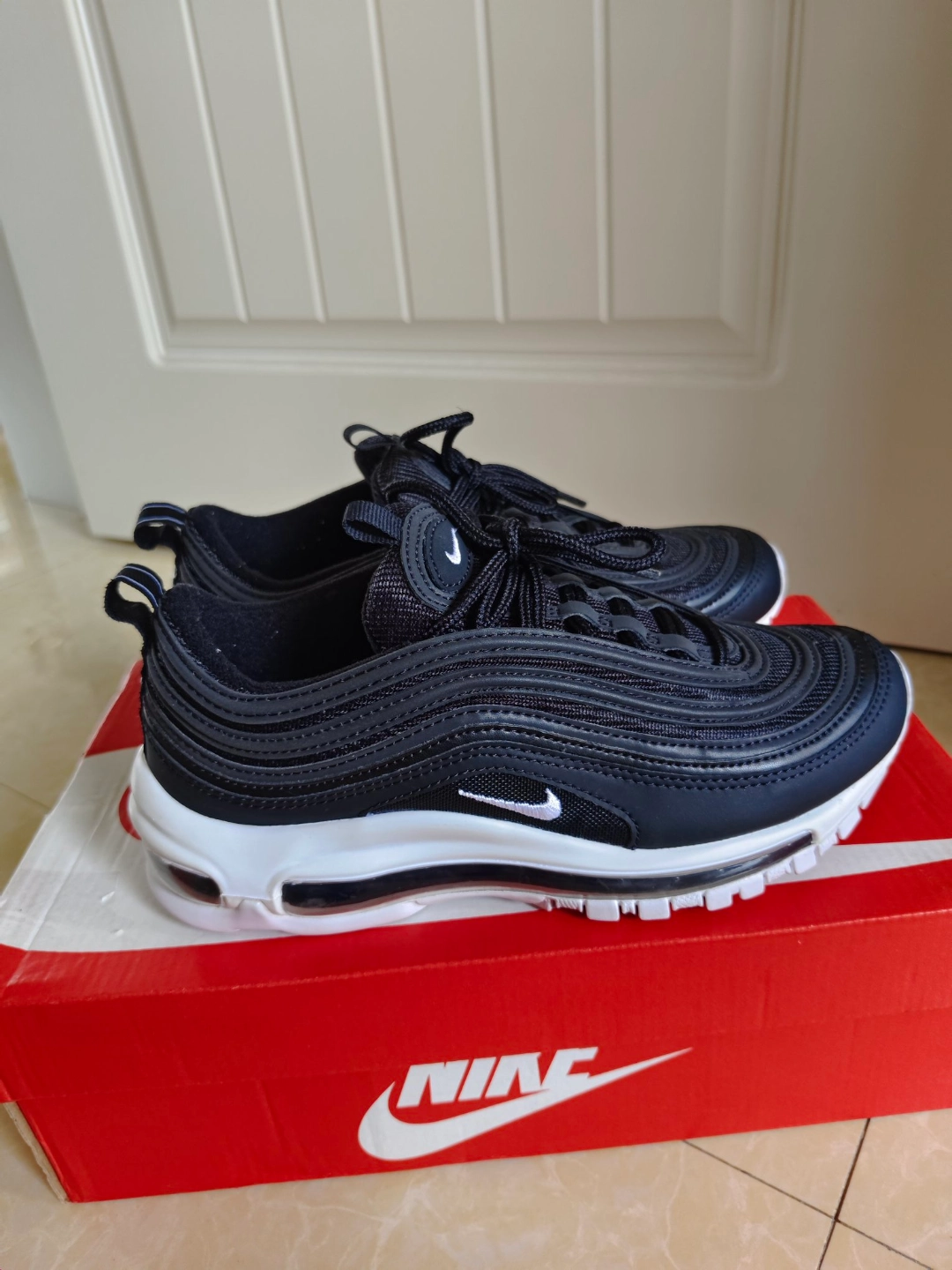custom review-Nike Air Max 97 Амортизация Низкий Топ Повседневная Беговая Обувь Унисекс Черный Белый