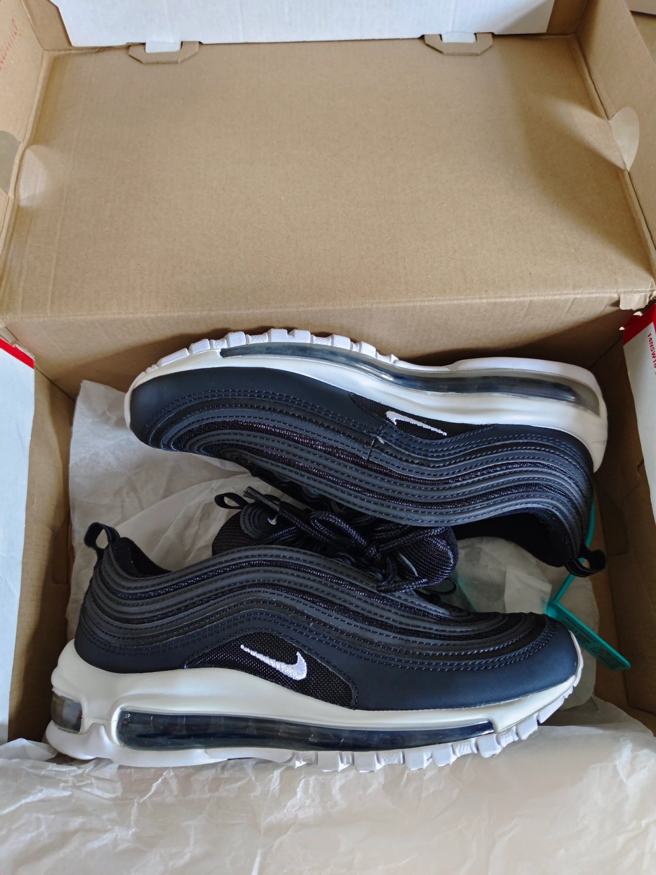 custom review-Nike Air Max 97 Амортизация Низкий Топ Повседневная Беговая Обувь Унисекс Черный Белый