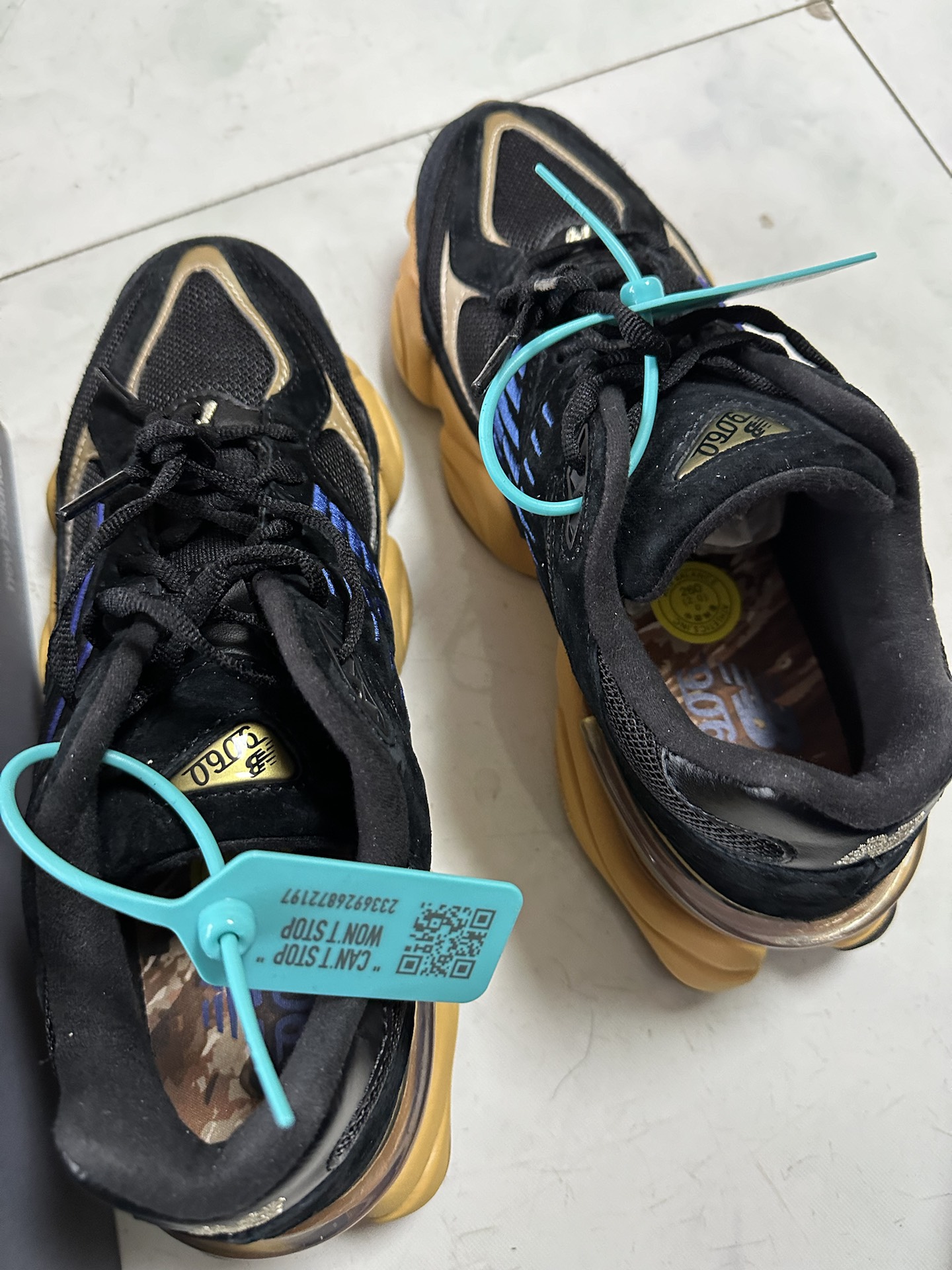 custom review-New Balance NB 9060 Амортизация Износостойкий Низкий Топ Casual Унисекс Черный Желтый