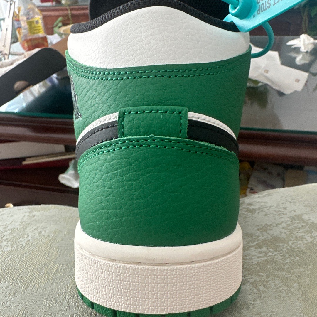 custom review-Jordan Air Jordan 1 MID Устойчивый к истиранию MID Топ Винтажные баскетбольные кроссовки Мужской Белый Зеленый