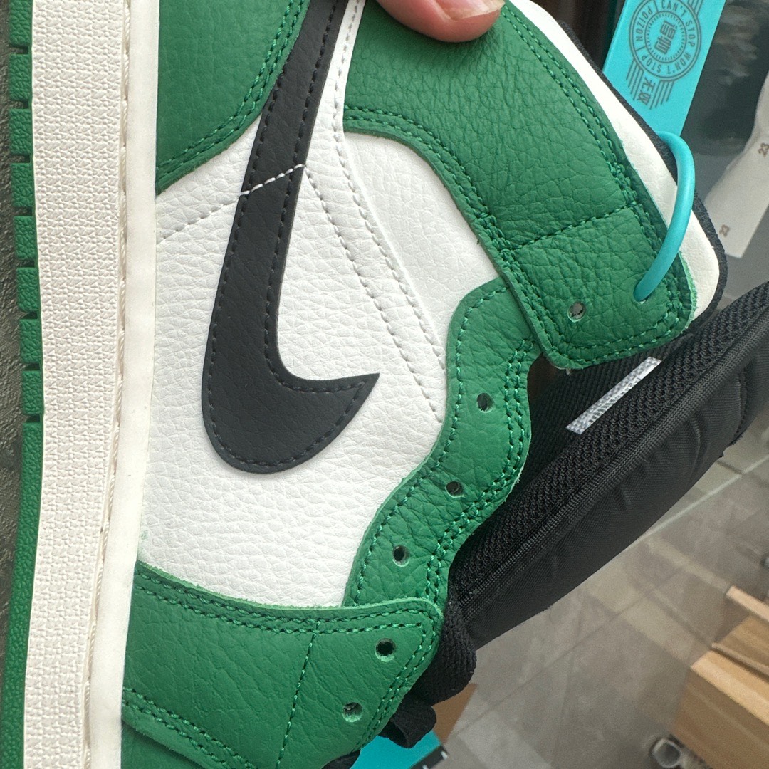 custom review-Jordan Air Jordan 1 MID Устойчивый к истиранию MID Топ Винтажные баскетбольные кроссовки Мужской Белый Зеленый