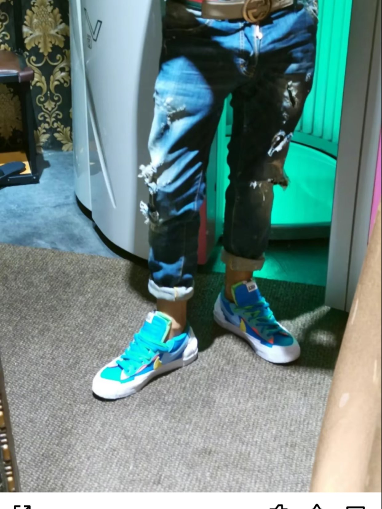 custom review-Sacai совместный бренд x KAWS x Nike Blazer 'Neptune Blue' Низкие Скейтборд Кроссовки Унисекс Синий