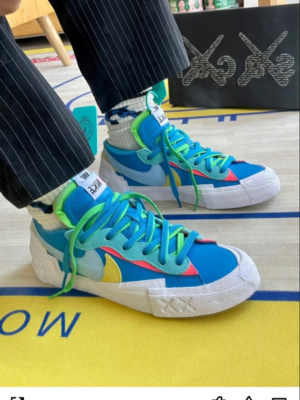 custom review-Sacai совместный бренд x KAWS x Nike Blazer 'Neptune Blue' Низкие Скейтборд Кроссовки Унисекс Синий