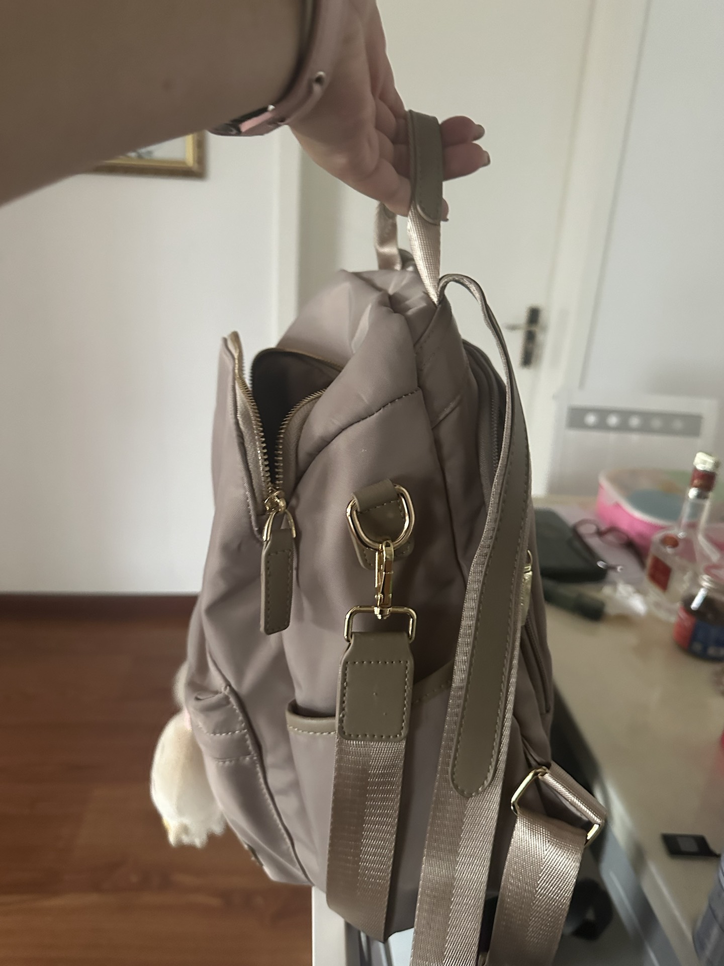 custom review-CinvaiKrose Нейлоновая ткань с коровьей кожей Короткий рюкзак Distance Многофункциональная дорожная сумка Стандартная Женская Многоцветная