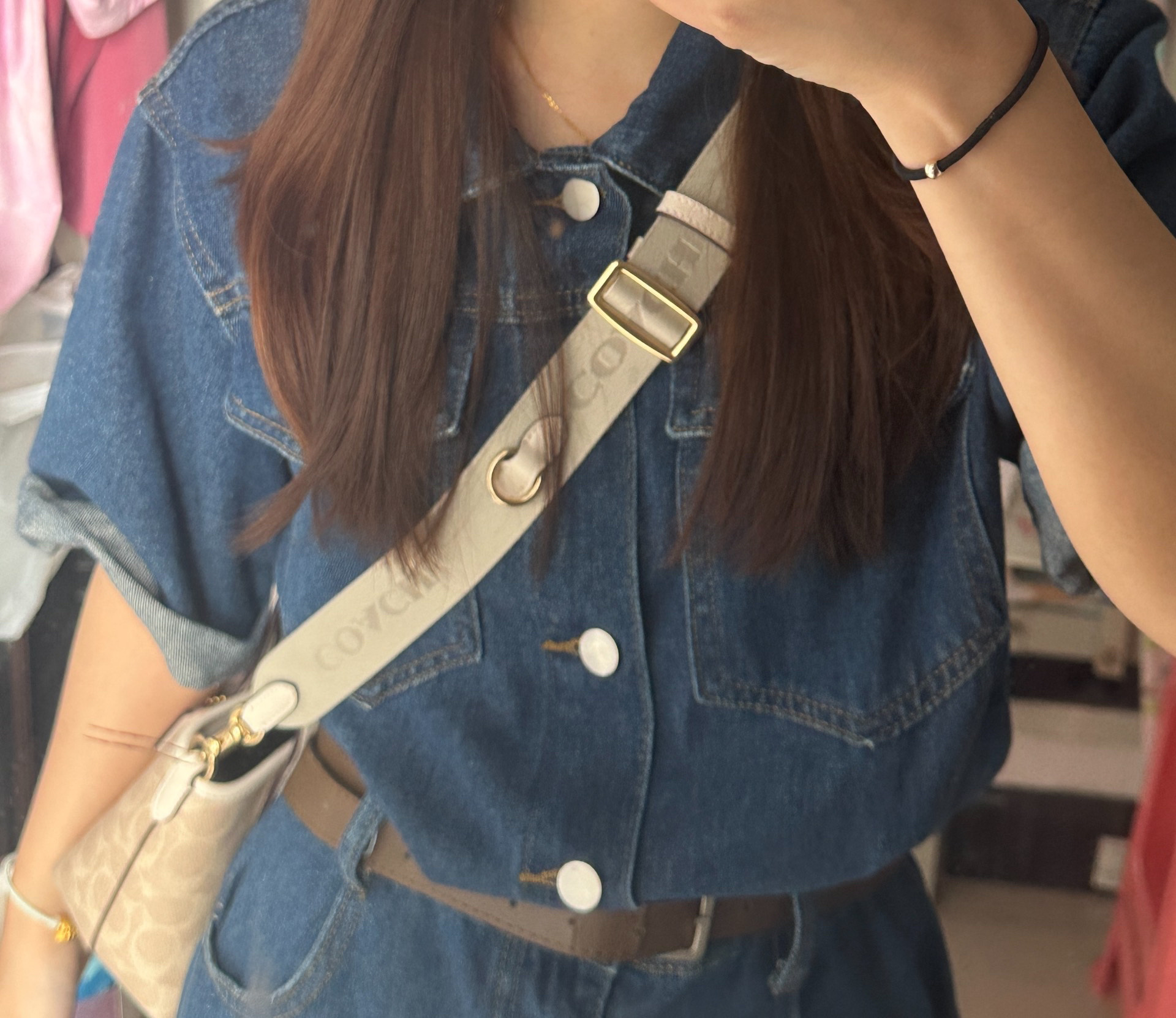 custom review-COACH Городская Сумка Tote из Покрытого Холста Сумка для покупок Сумка через плечо Сумка на одно плечо Мини Сумка для женщин Песочный Мел Белый