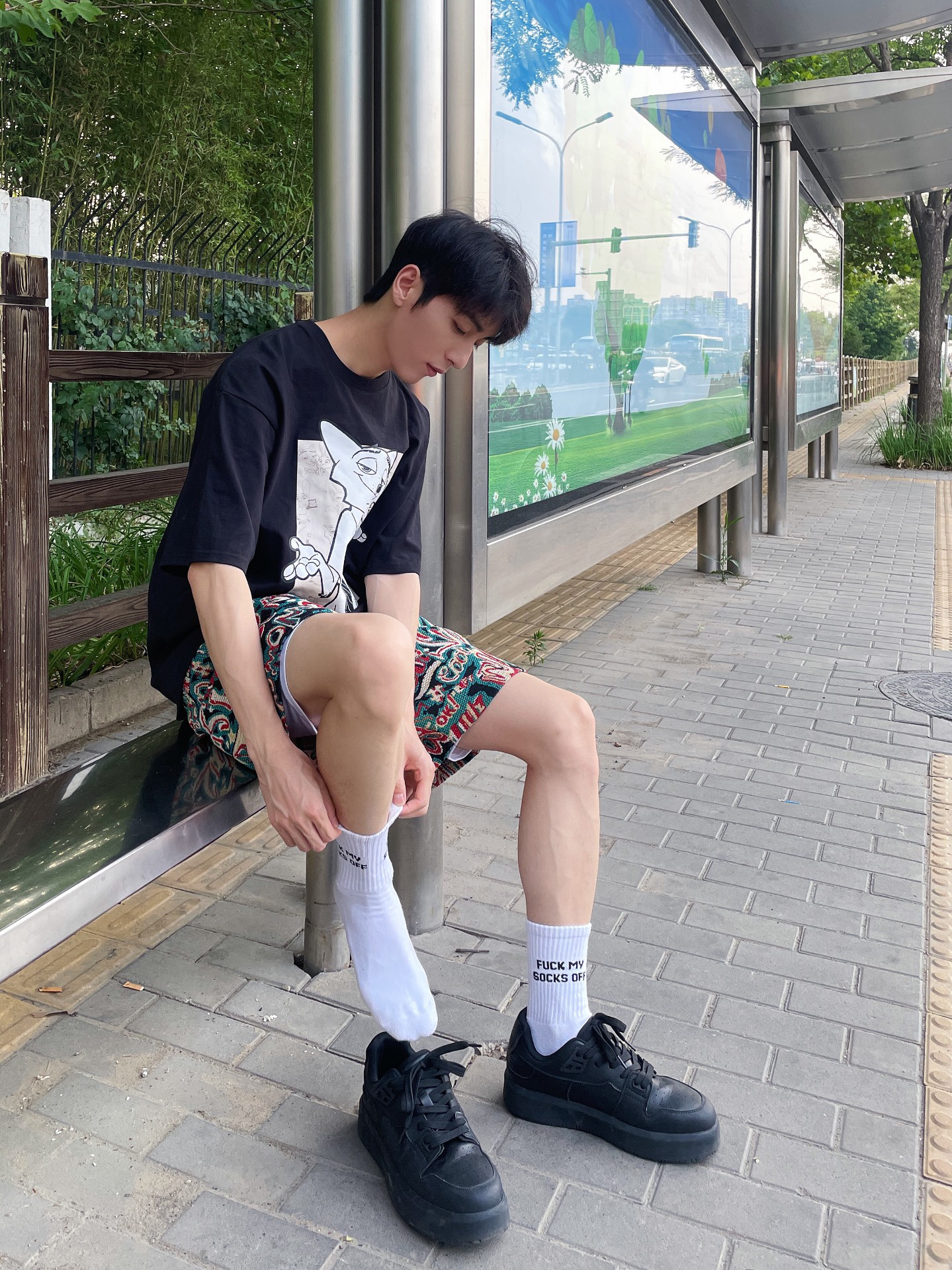 ootd|男大学生的花短裤🩳