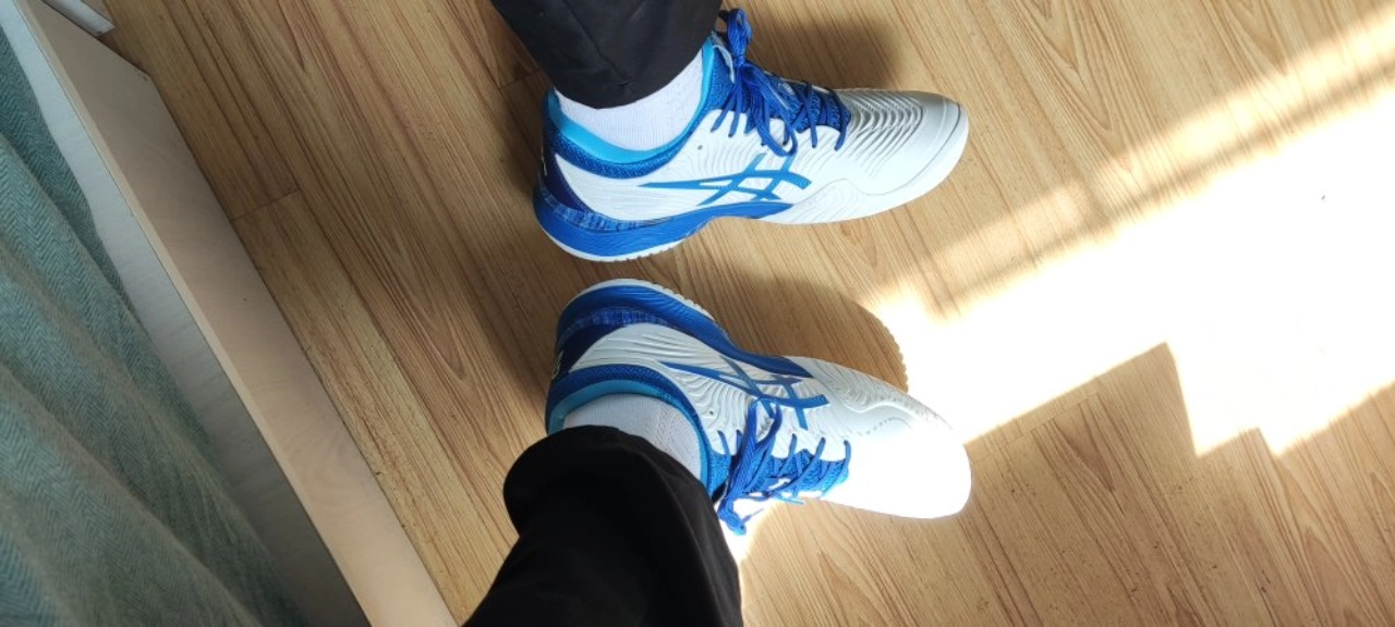 custom review-ASICS Court FF Амортизация Износостойкие Низкие Теннисные Кроссовки Мужские Белые и Синие