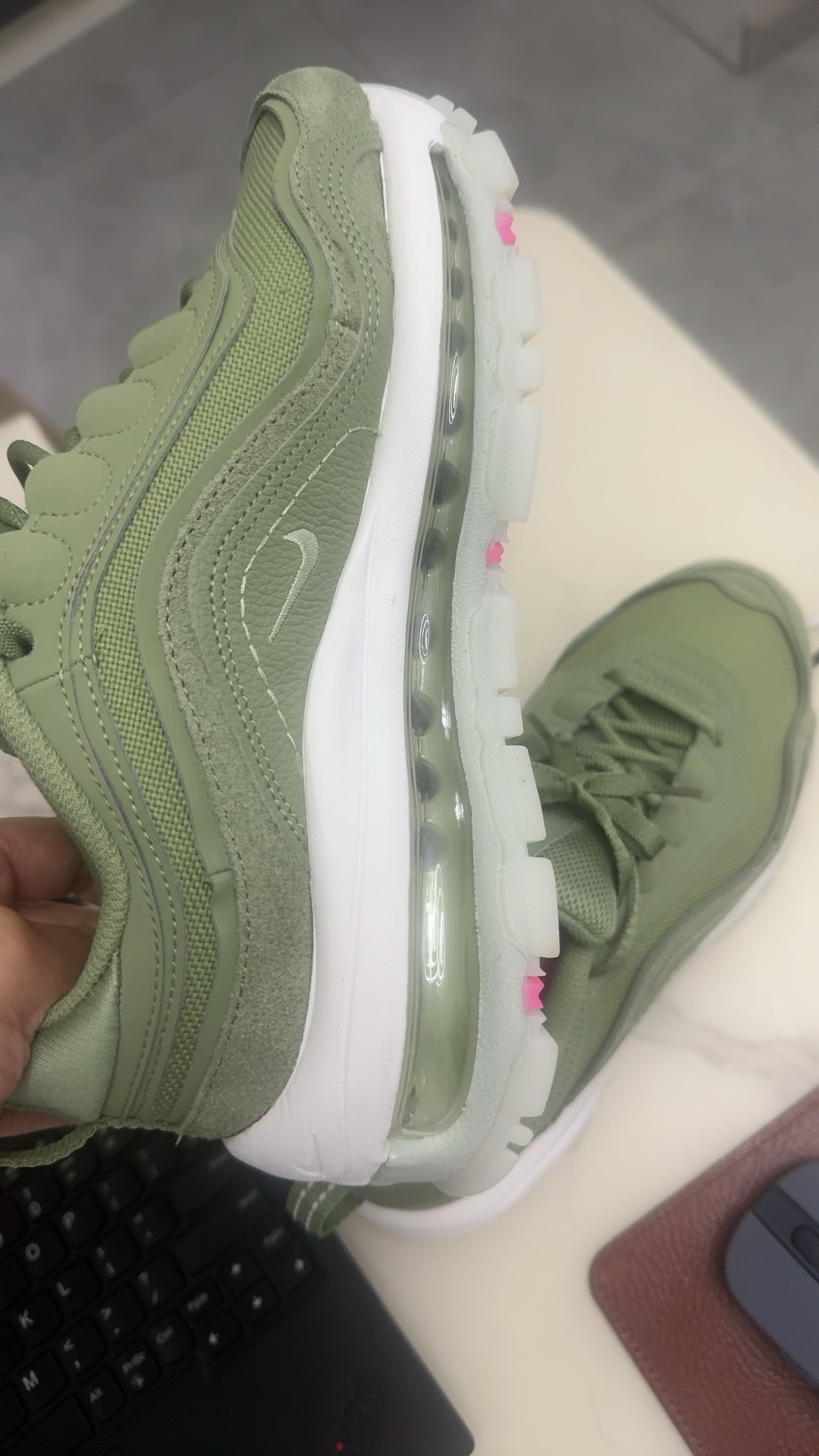 custom review-Nike Air Max 97 Futura Устойчивая к истиранию Низкая Повседневная обувь Женская Зеленая