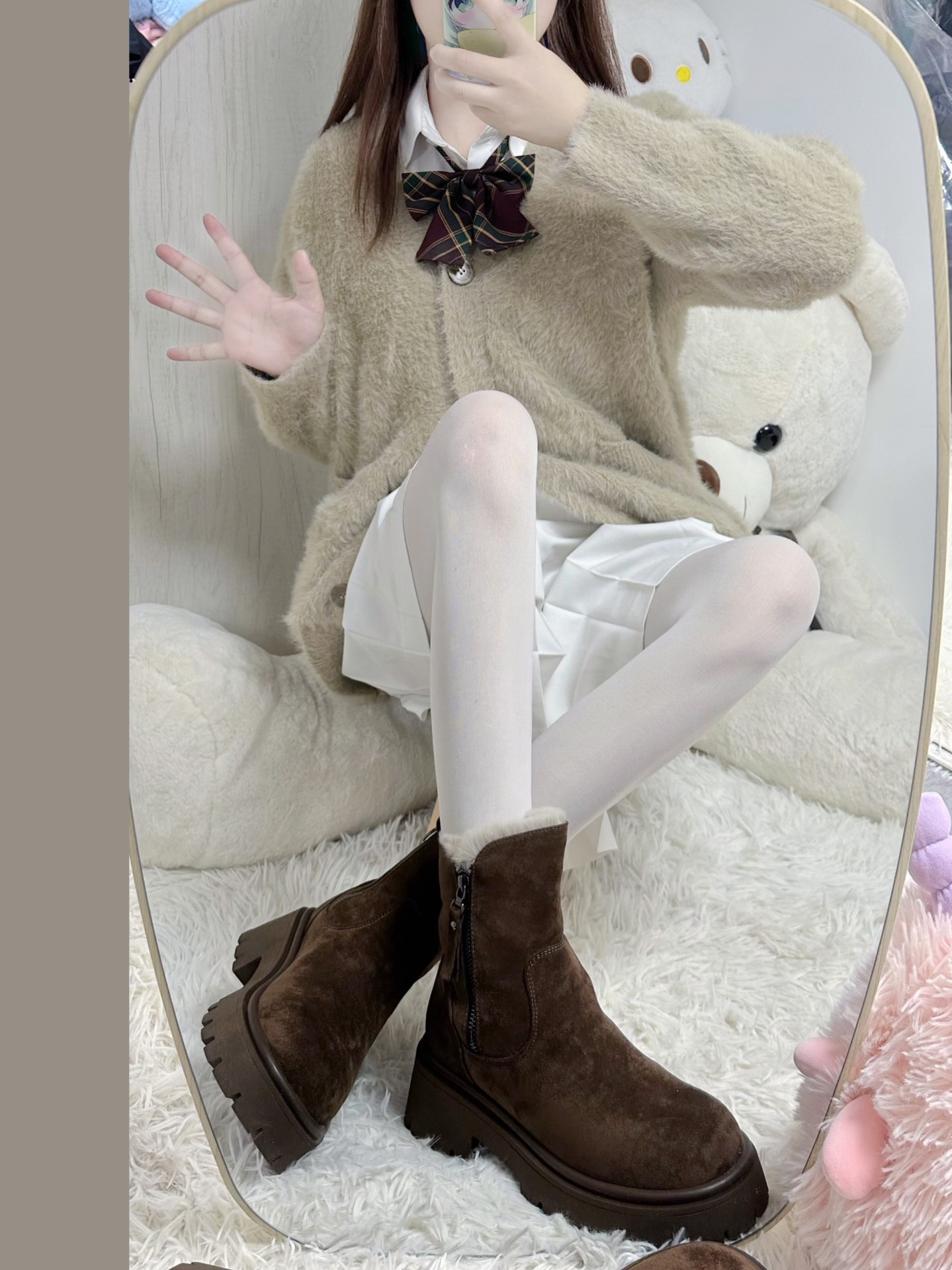秋冬jk女孩这么穿好温柔啊