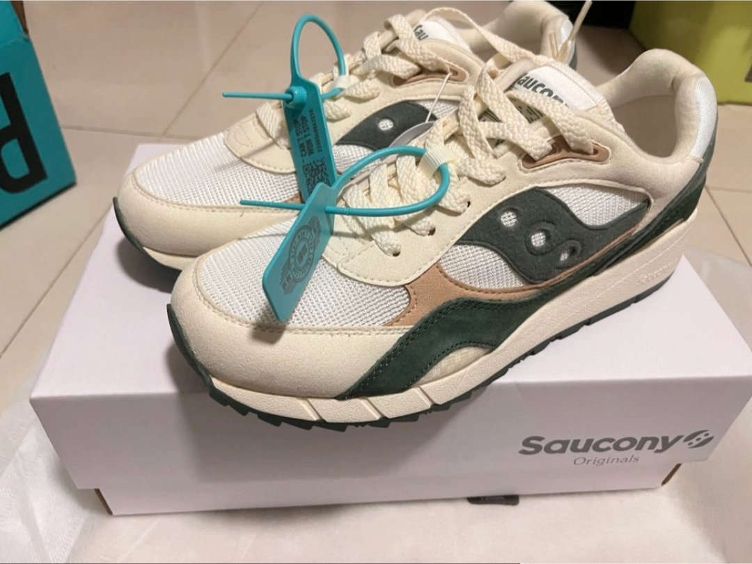 custom review-Saucony Shadow 6000 Anti Bottom Wear Resistant Увеличение Высоты Низкий Топ Беговые кроссовки Унисекс Белый Зеленый
