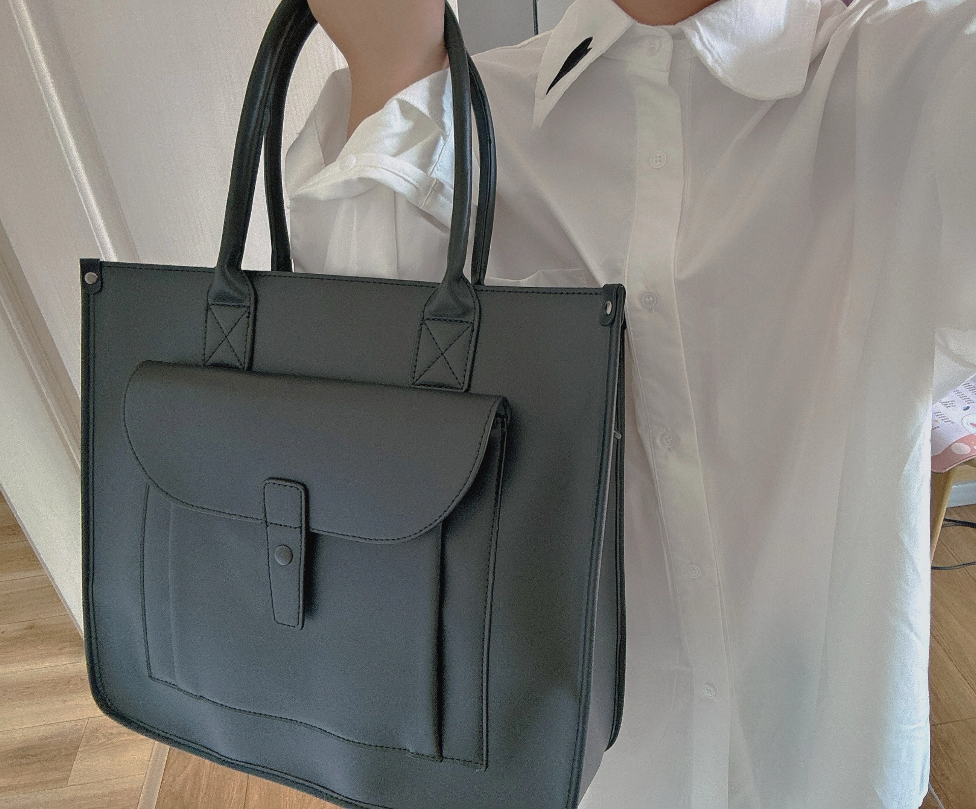 custom review-HEITIANSHIWEI ПУ (полиуретан) Сумка-тоут Портативная и Сумка через плечо Большая Унисекс Черная