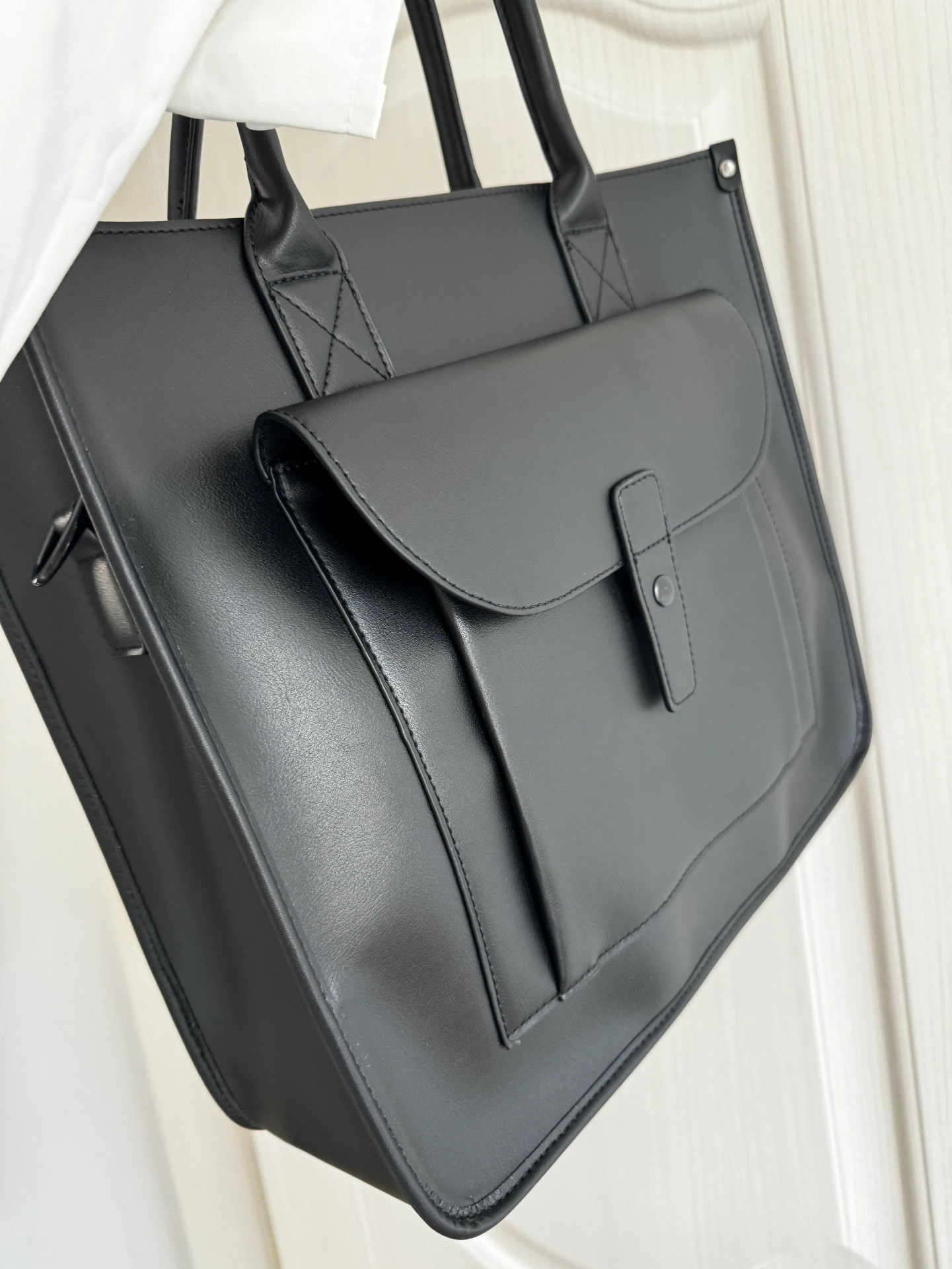 custom review-HEITIANSHIWEI ПУ (полиуретан) Сумка-тоут Портативная и Сумка через плечо Большая Унисекс Черная