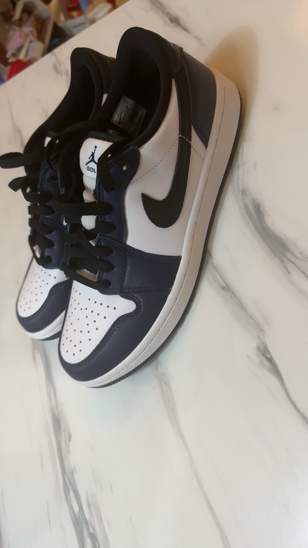 custom review-Jordan Air Jordan 1 GOLF Низкая Амортизация Низкий Топ Повседневная Обувь Унисекс Полночный Синий