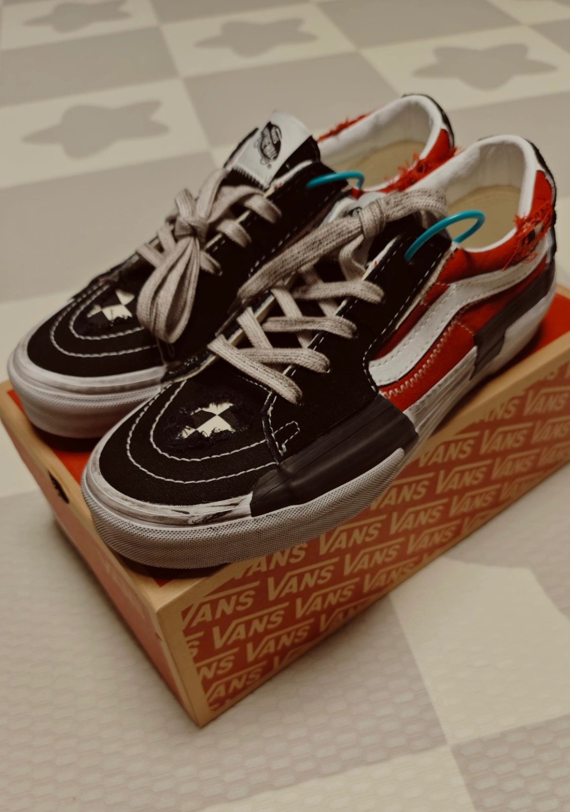 custom review-VANS SK8 LOW Reconstruct Low Топ Скейтборд Кроссовки Унисекс Черный Красный