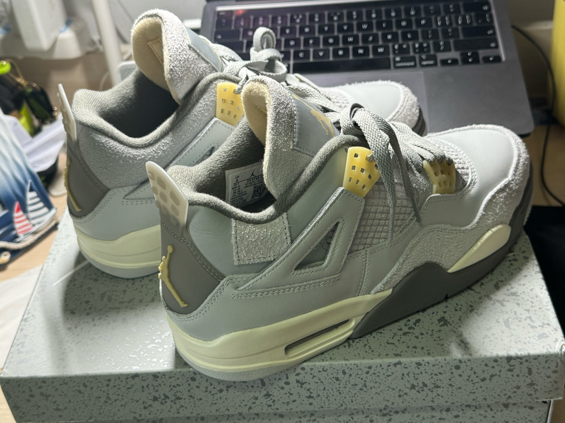 custom review-Jordan Air Jordan 4 SE MID Топ Винтажные Баскетбольные Кроссовки Унисекс Серый Зеленый