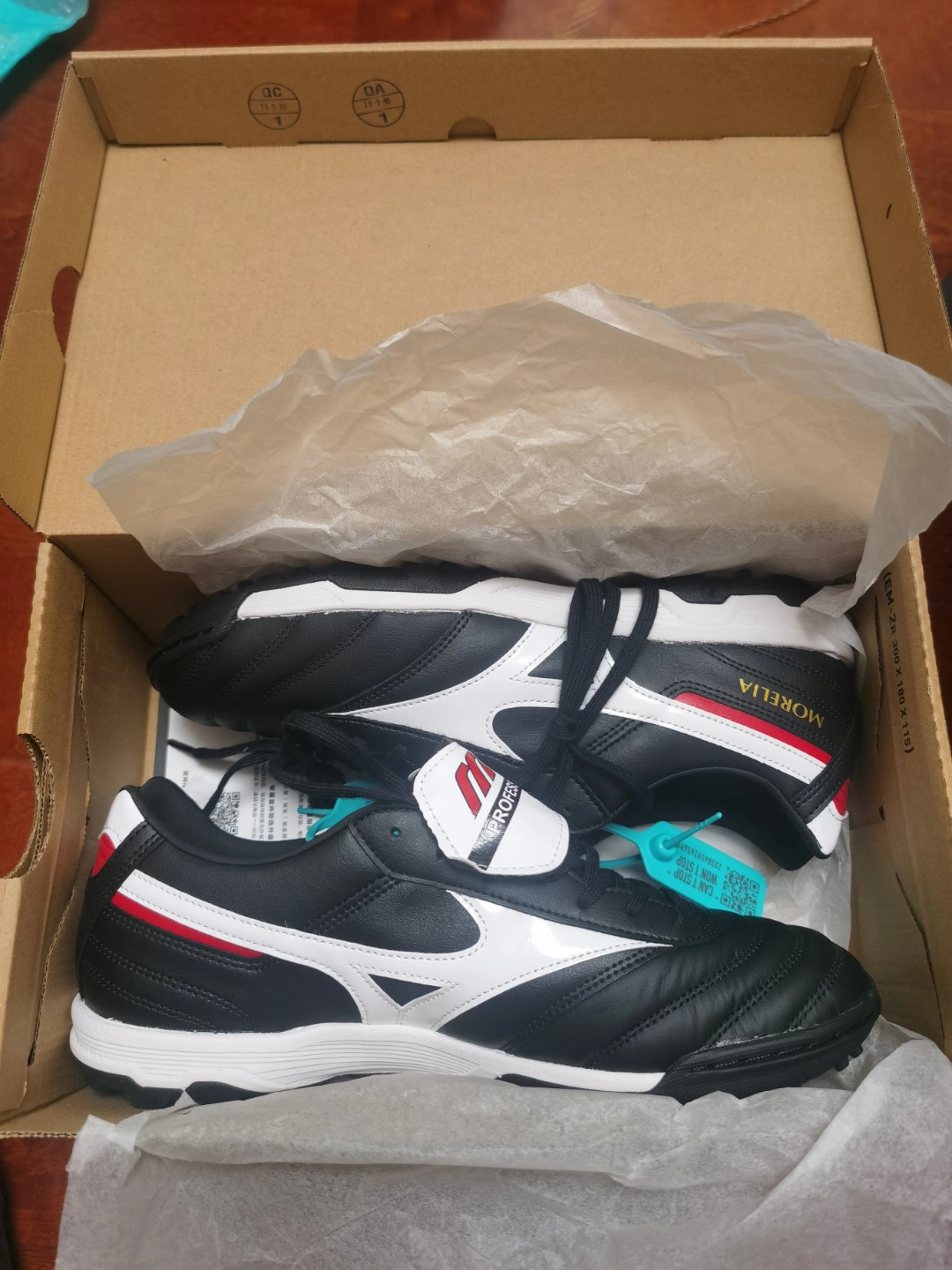 custom review-Mizuno Morelia Pro 2 TF Шипы Противоскользящие Устойчивые к износу Дышащие Футбольные бутсы Мужские Черный Белый