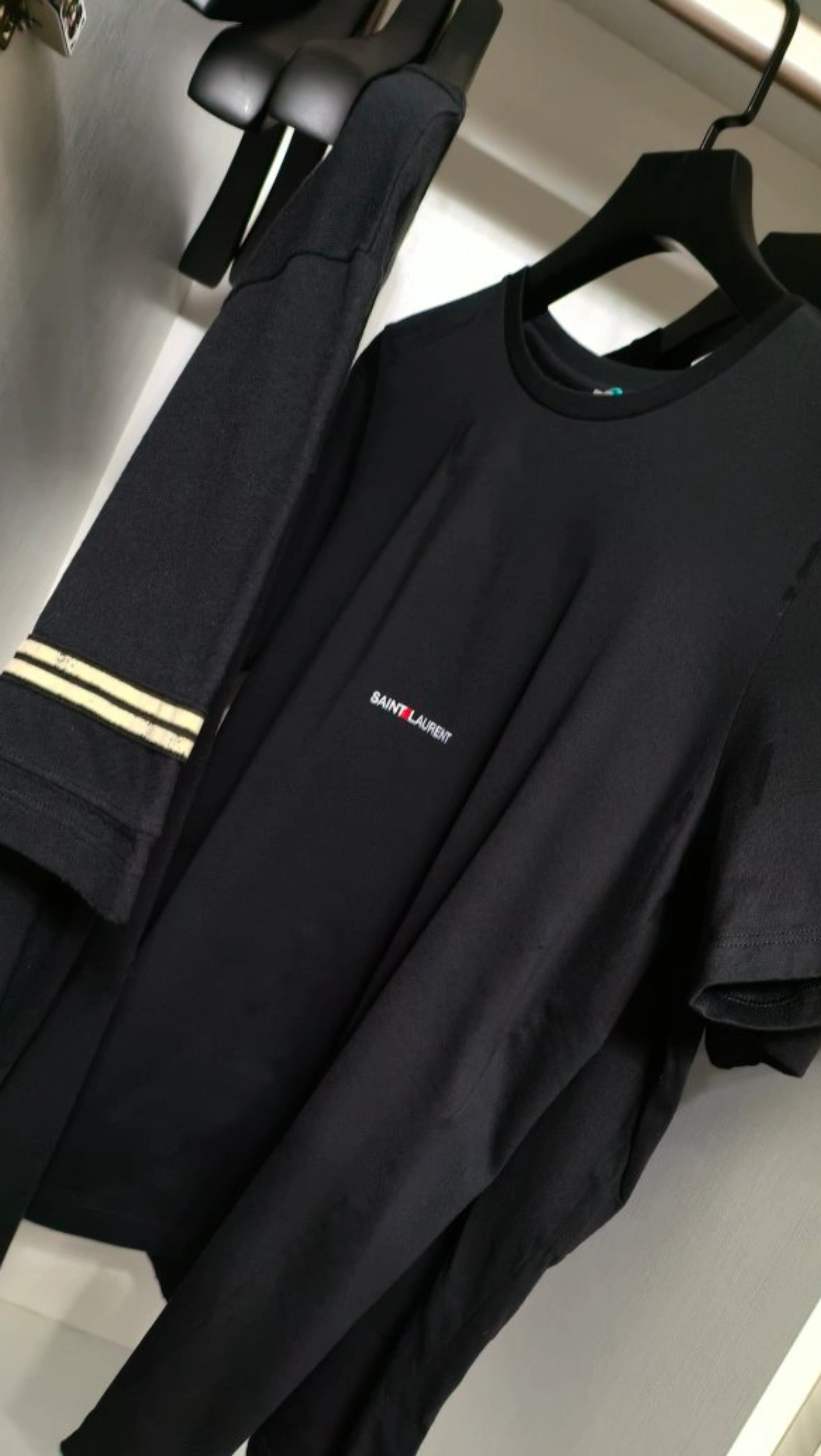 custom review-SAINT LAURENT T-рубашка мужская черная