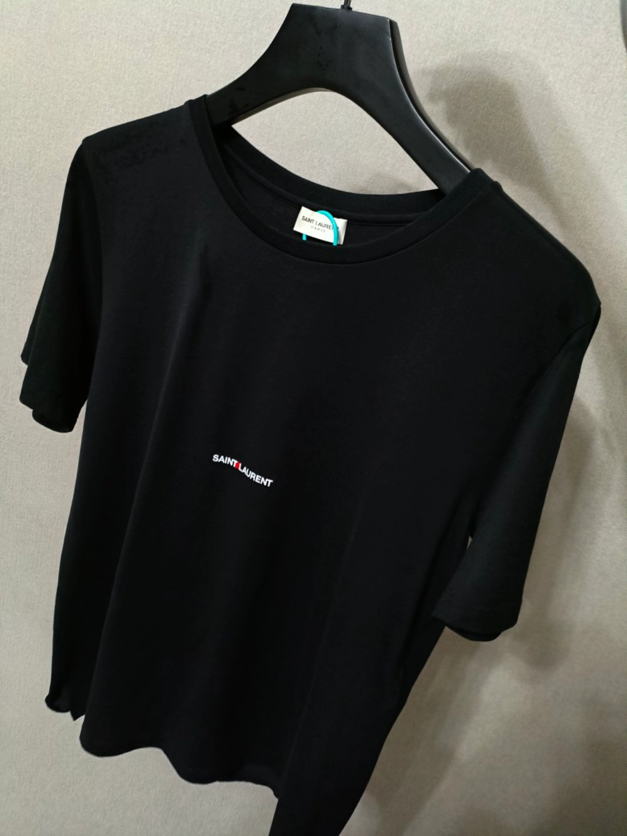 custom review-SAINT LAURENT T-рубашка мужская черная