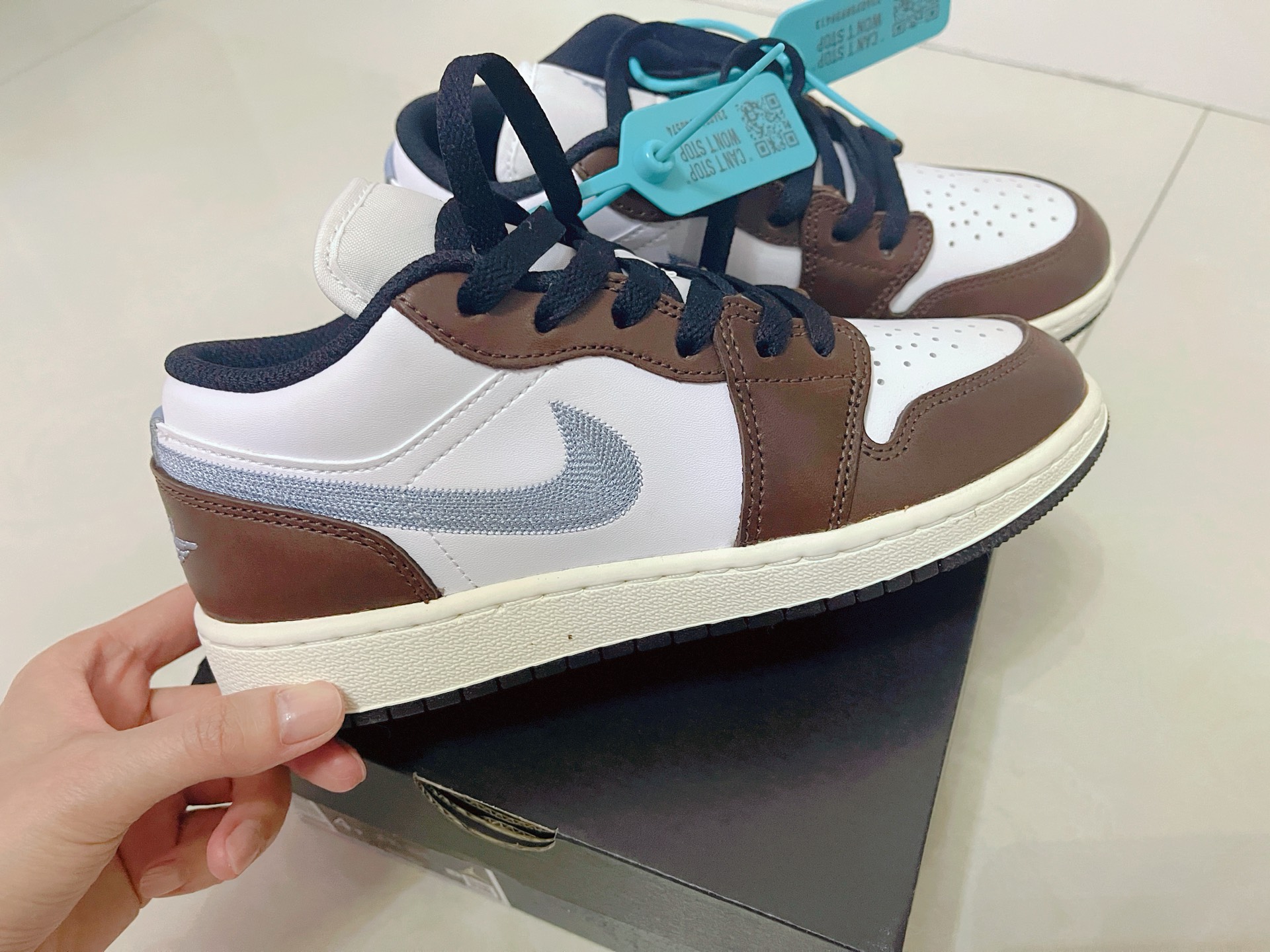 custom review-Jordan Air Jordan 1 Амортизация Устойчивость к истиранию Дышащий Низкий Топ Детские Баскетбольные Кроссовки Белый Умбра