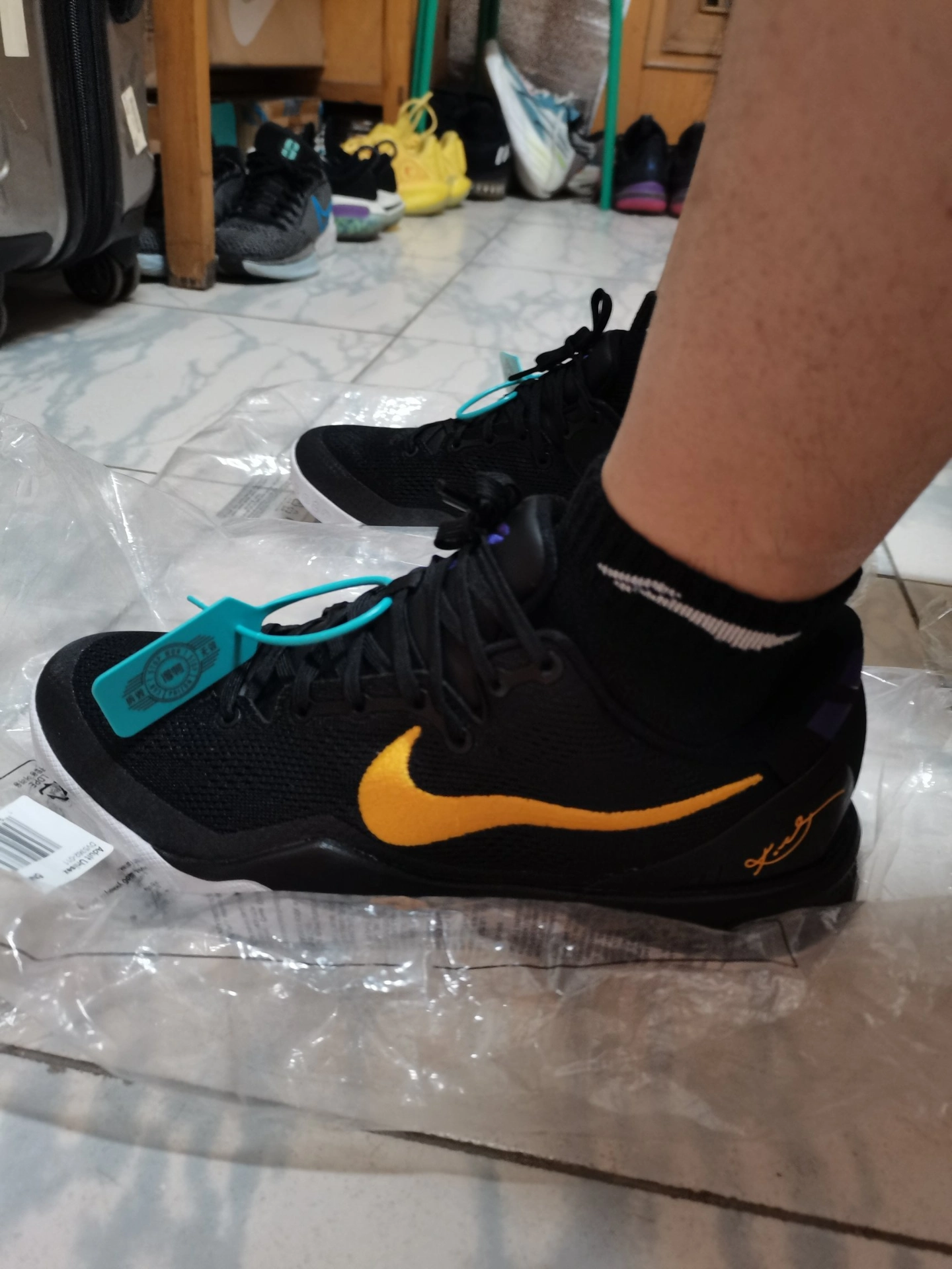 custom review-Nike Kobe 8 Low Топ Баскетбольные Кроссовки Унисекс Черный Фиолетовый Желтый