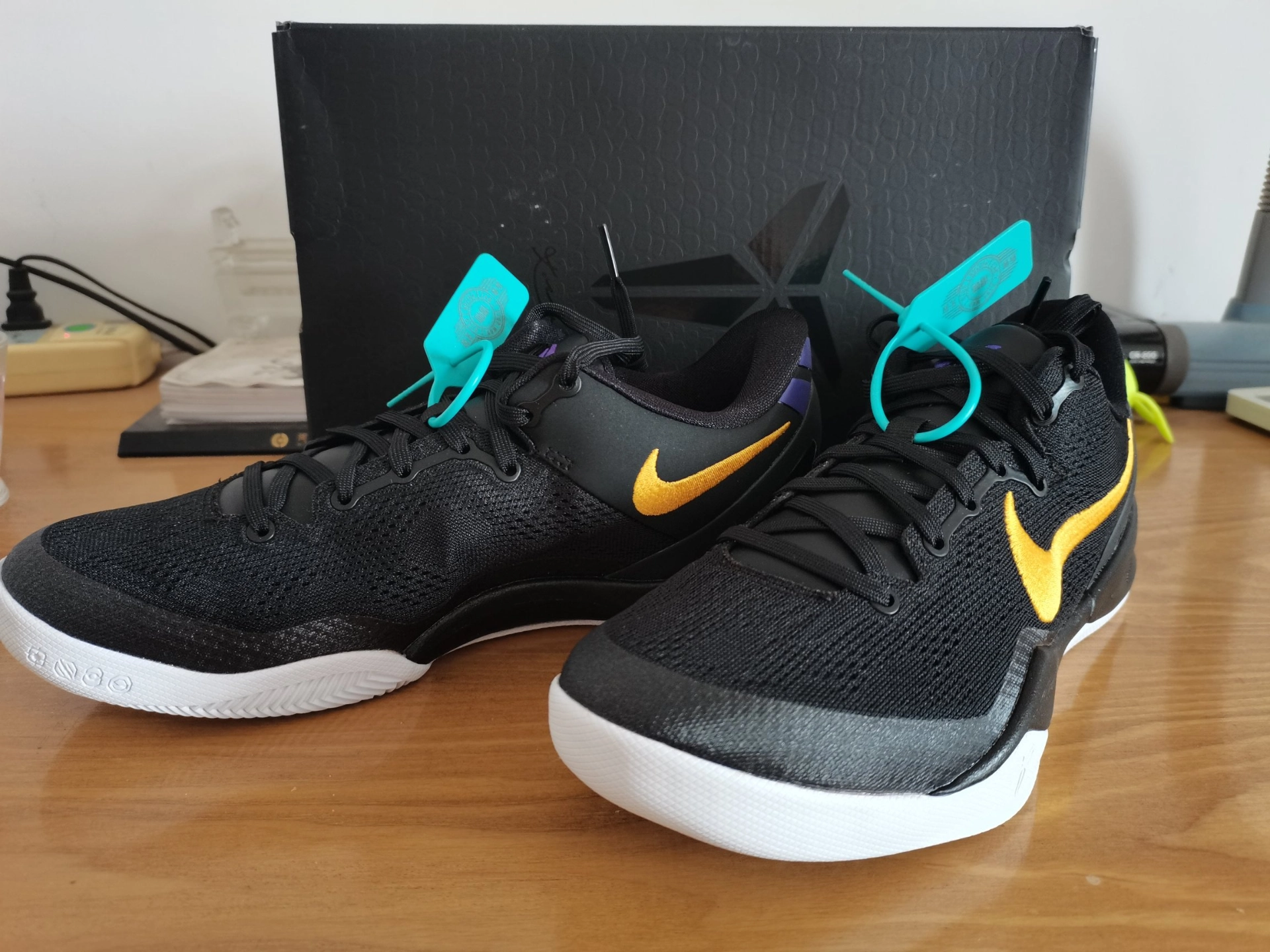 custom review-Nike Kobe 8 Low Топ Баскетбольные Кроссовки Унисекс Черный Фиолетовый Желтый