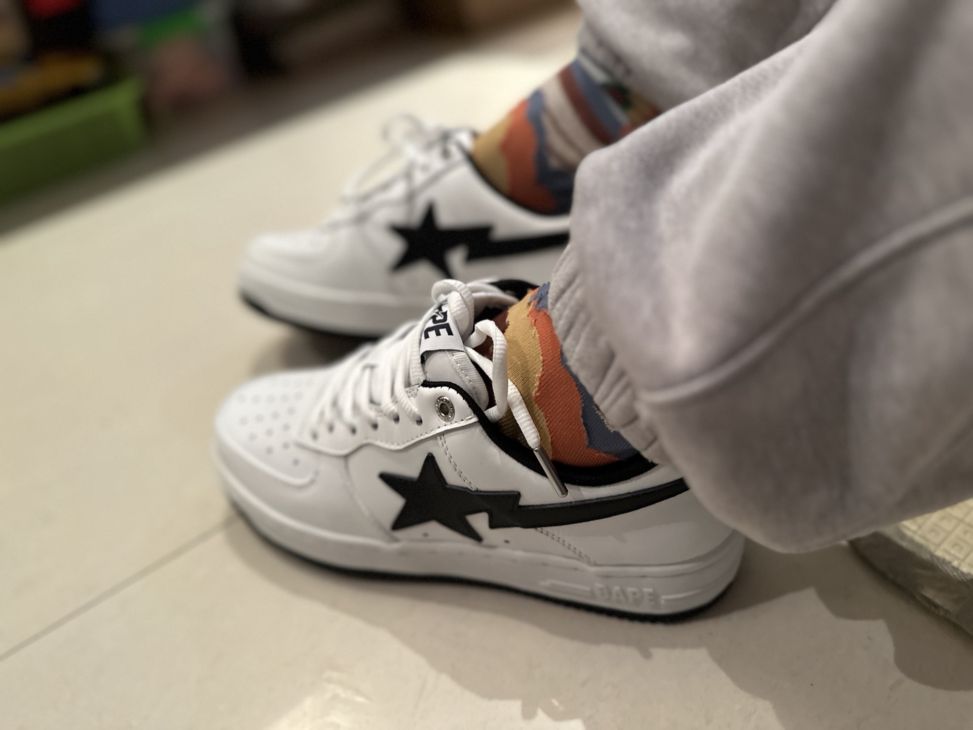 custom review-A BATHING APE X JJJJound STA Кожа Удобные Низкие Кеды для Скейтбординга Мужские Черно-Белые