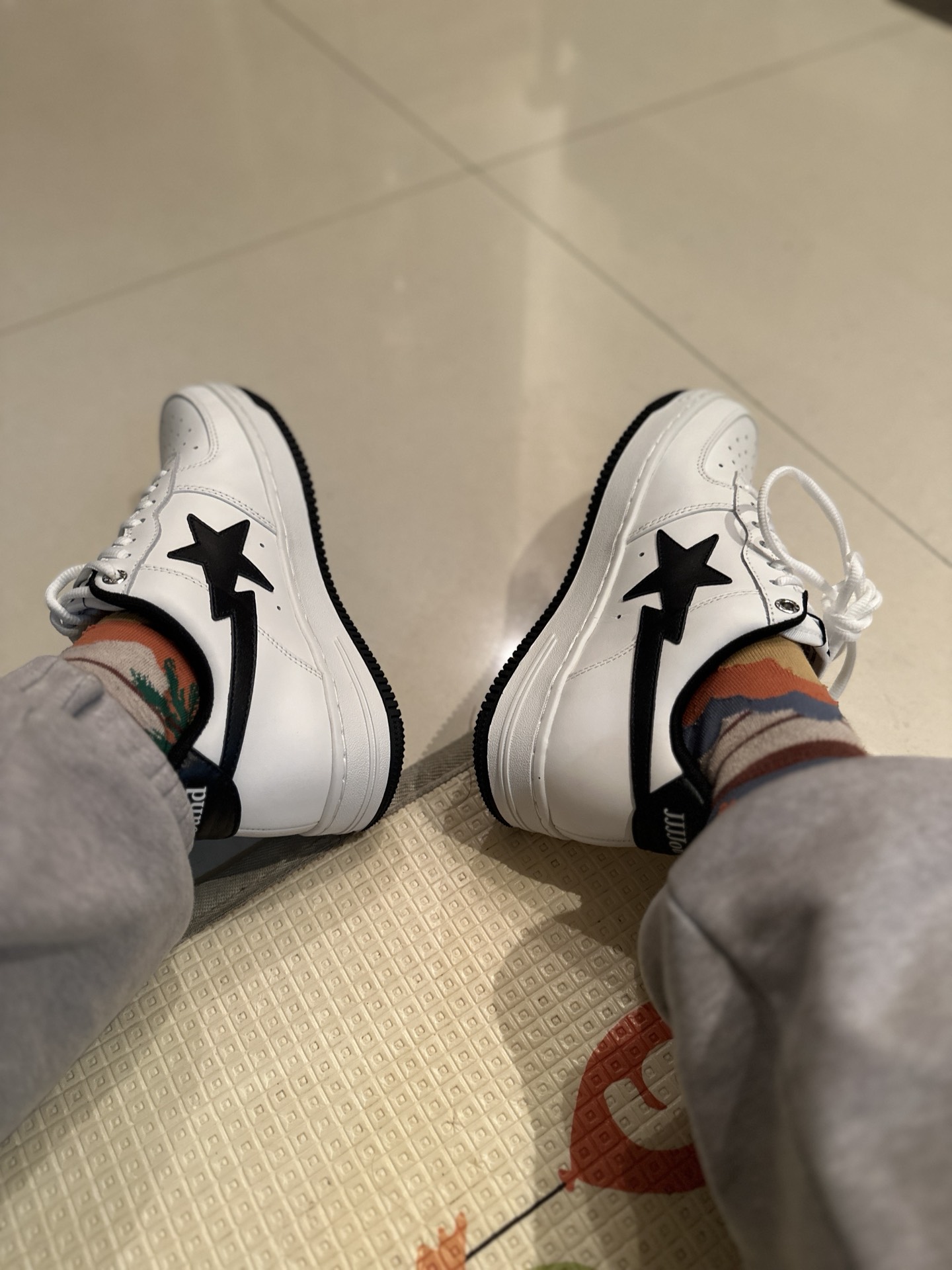 custom review-A BATHING APE X JJJJound STA Кожа Удобные Низкие Кеды для Скейтбординга Мужские Черно-Белые