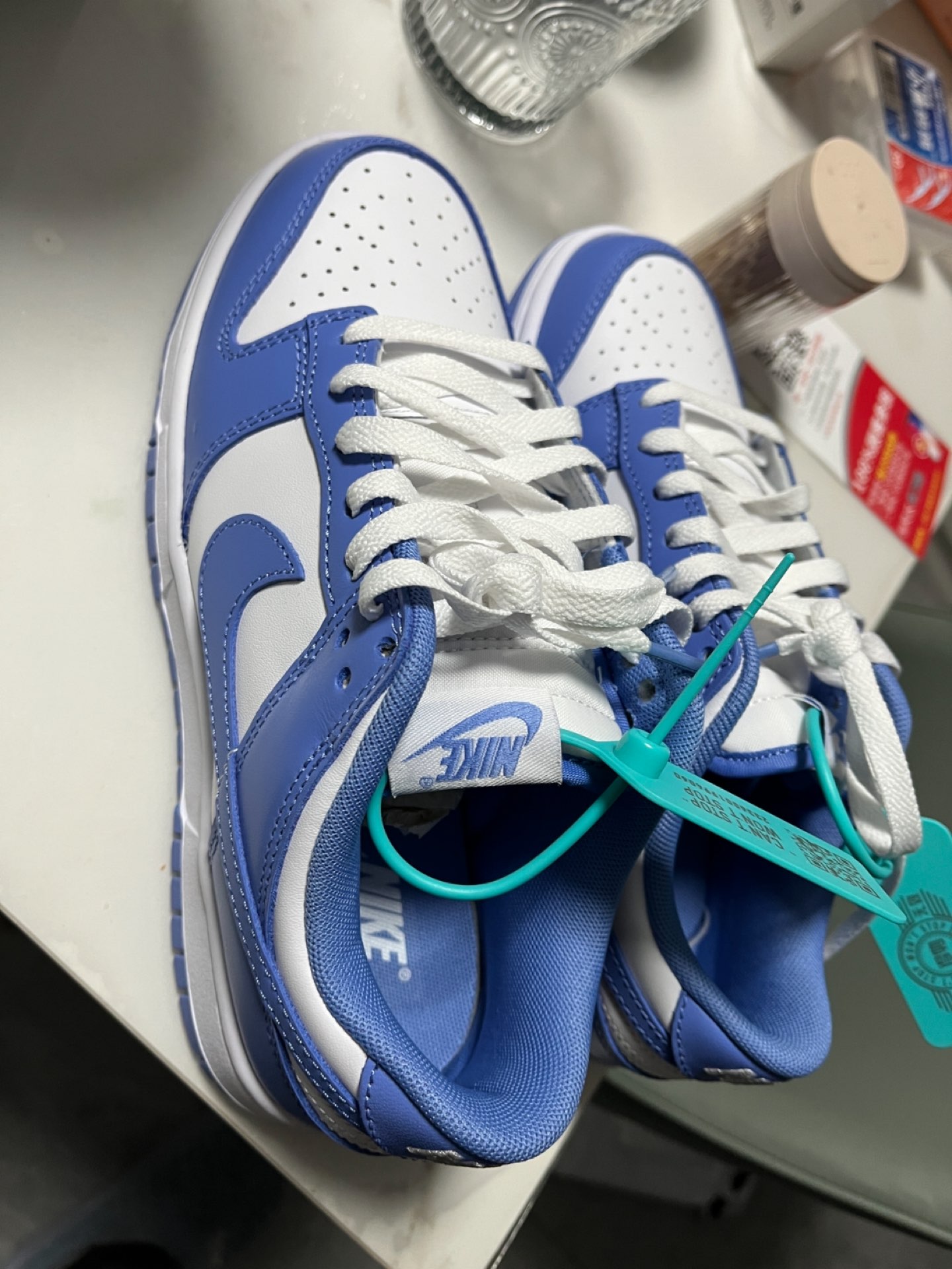 custom review-Nike Dunk Low Топ Скейтборд Кроссовки Унисекс Белый Синий