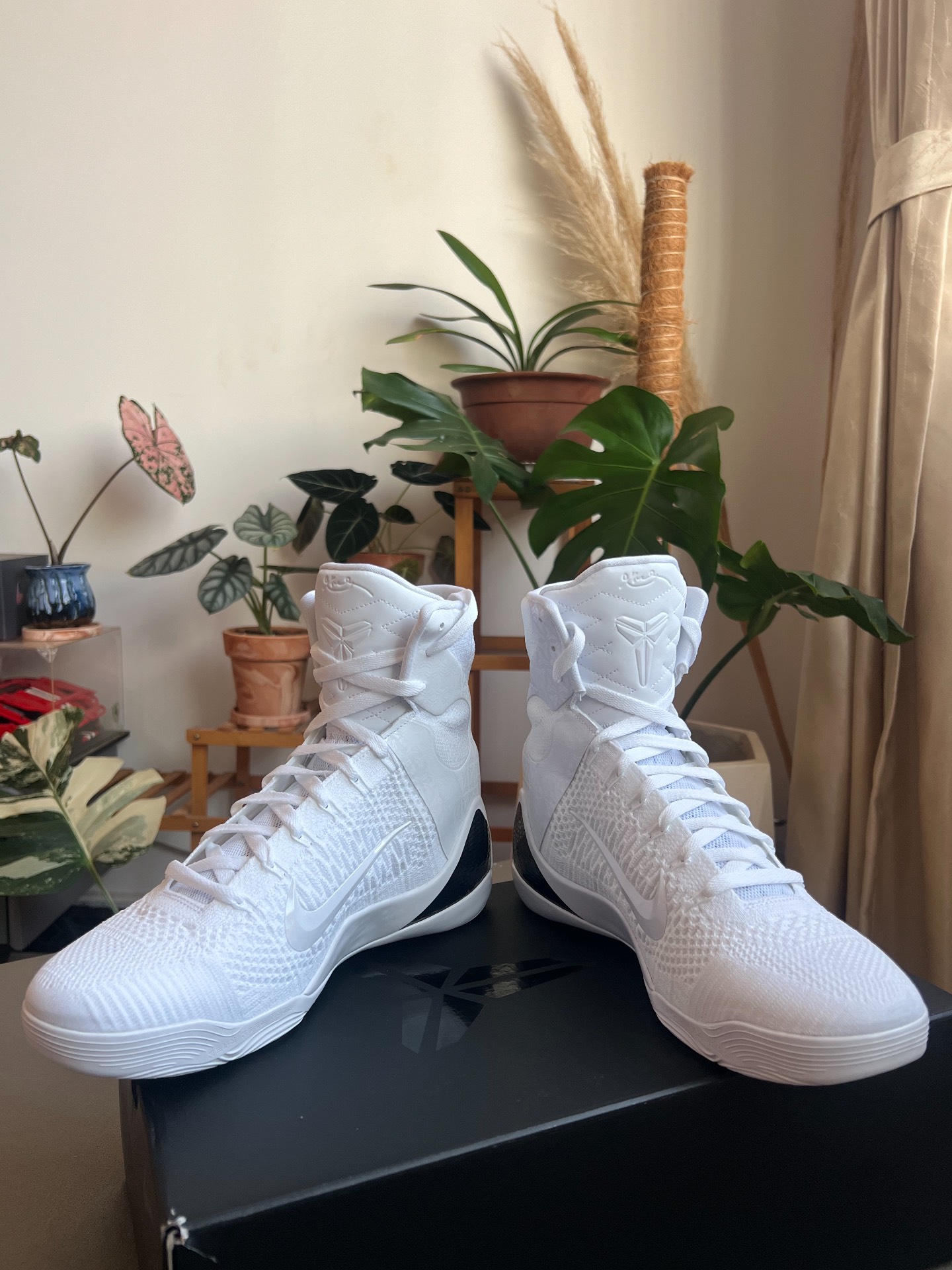 custom review-Nike Kobe 9 High Топ Баскетбольные кроссовки Унисекс Белый Черный