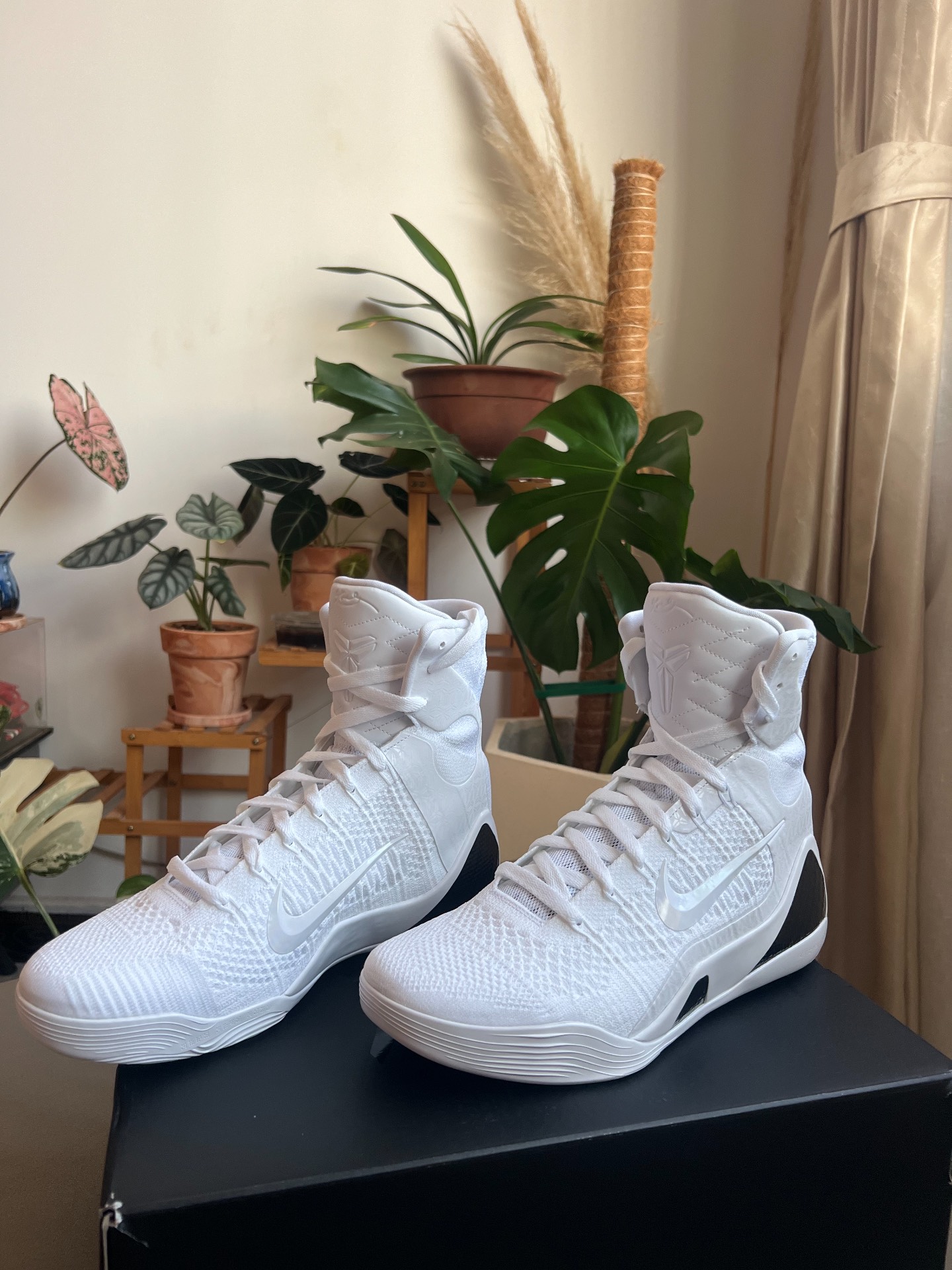 custom review-Nike Kobe 9 High Топ Баскетбольные кроссовки Унисекс Белый Черный