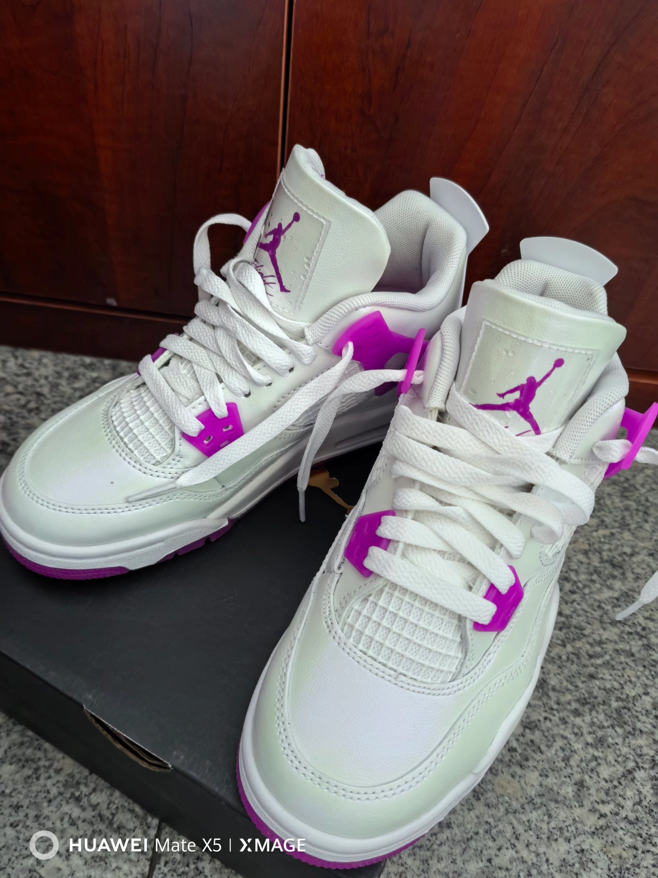 custom review-Jordan Air Джордан 4 Детские баскетбольные кроссовки MID Топ Белый Фиолетовый Унисекс