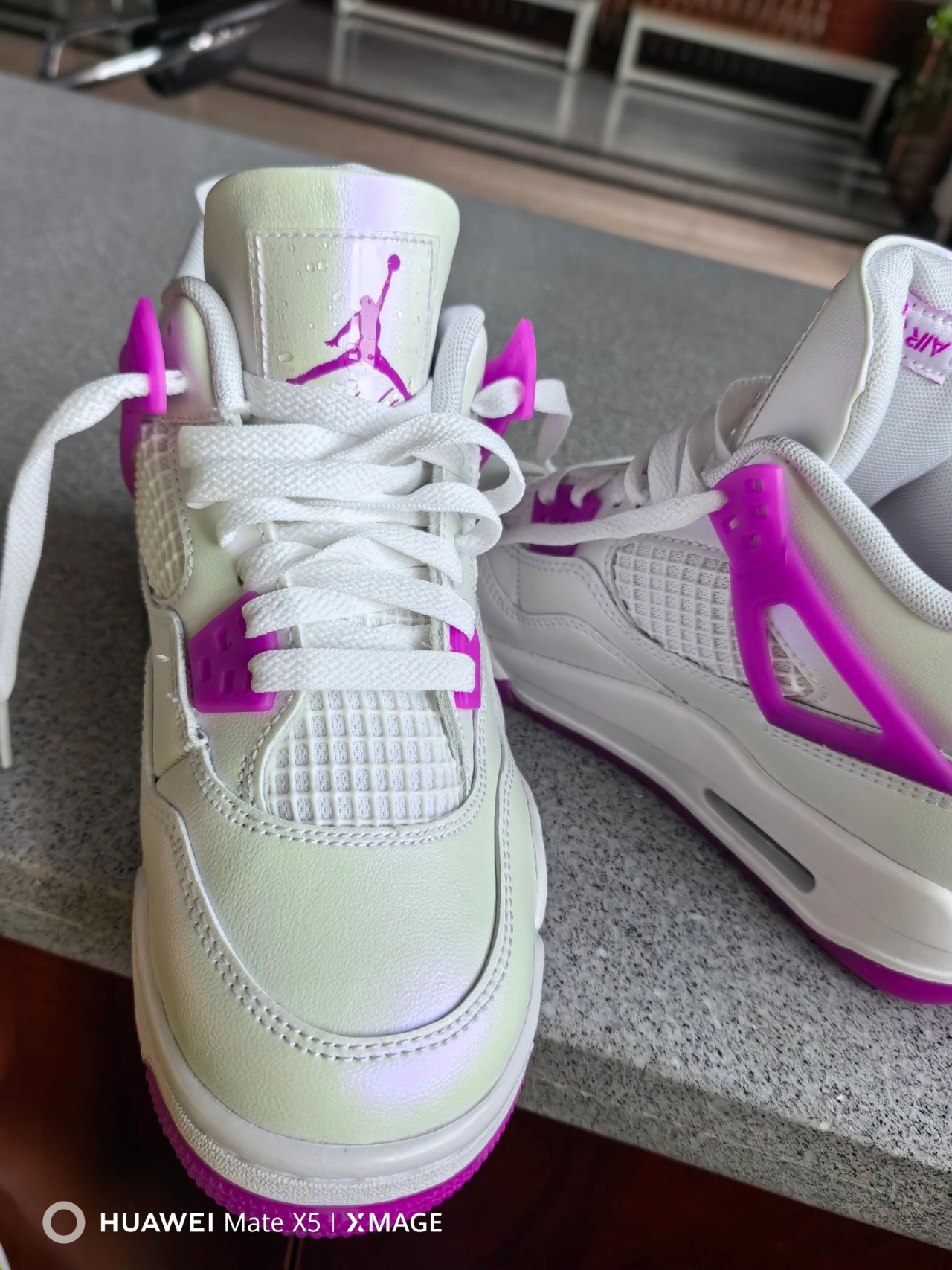 custom review-Jordan Air Джордан 4 Детские баскетбольные кроссовки MID Топ Белый Фиолетовый Унисекс