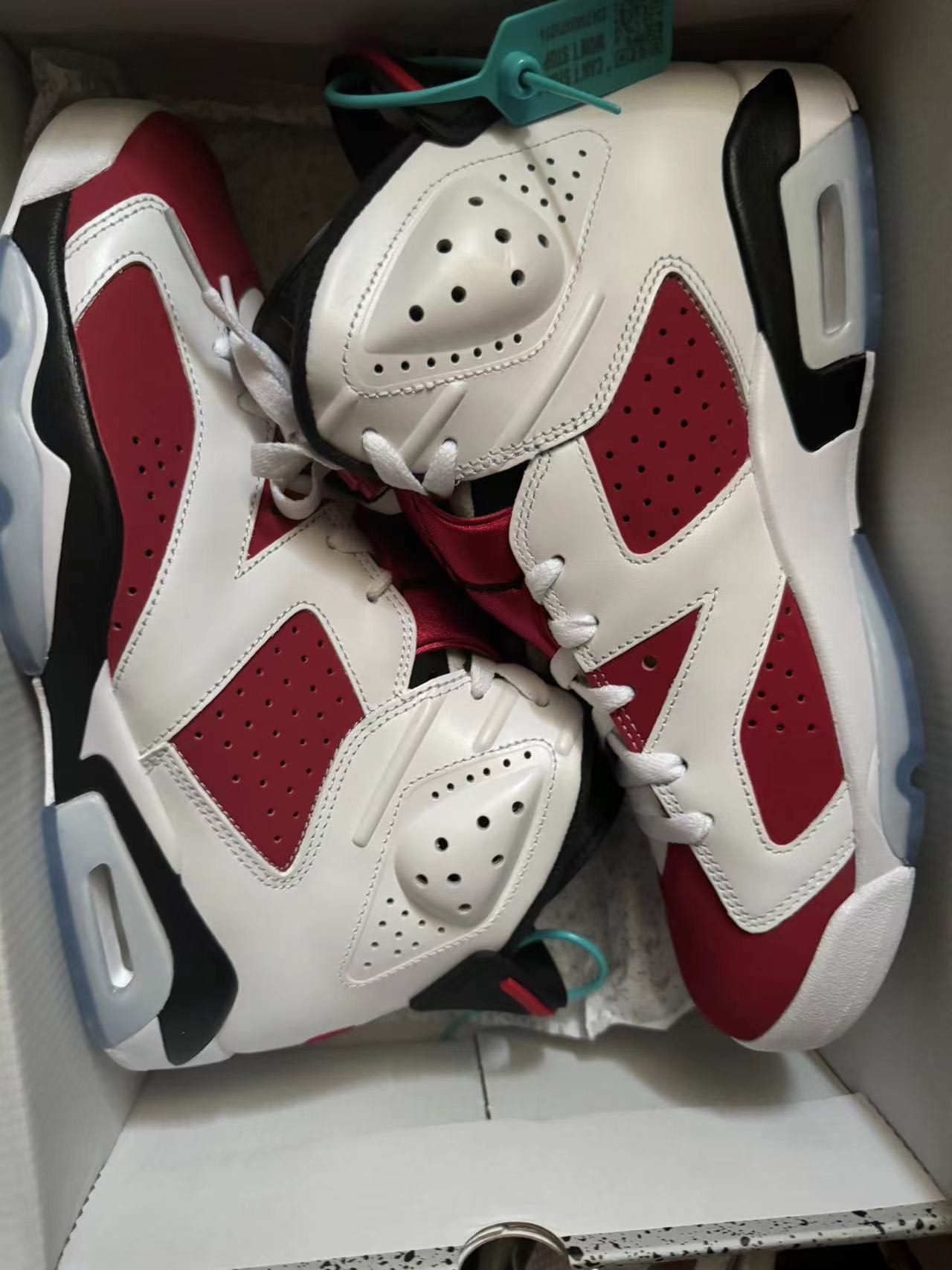 custom review-Jordan Air Jordan 6 Retro 'carmine' High Top Винтажные баскетбольные кроссовки Унисекс Белый Красный Rouge Выпуск 2021 года