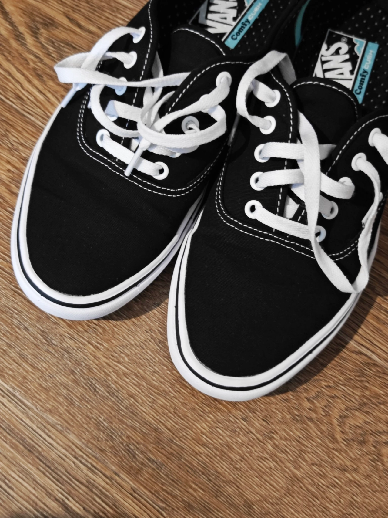 custom review-Vans Authentic Comfycush Устойчивые к истиранию Низкие Кеды Унисекс Черный Белый