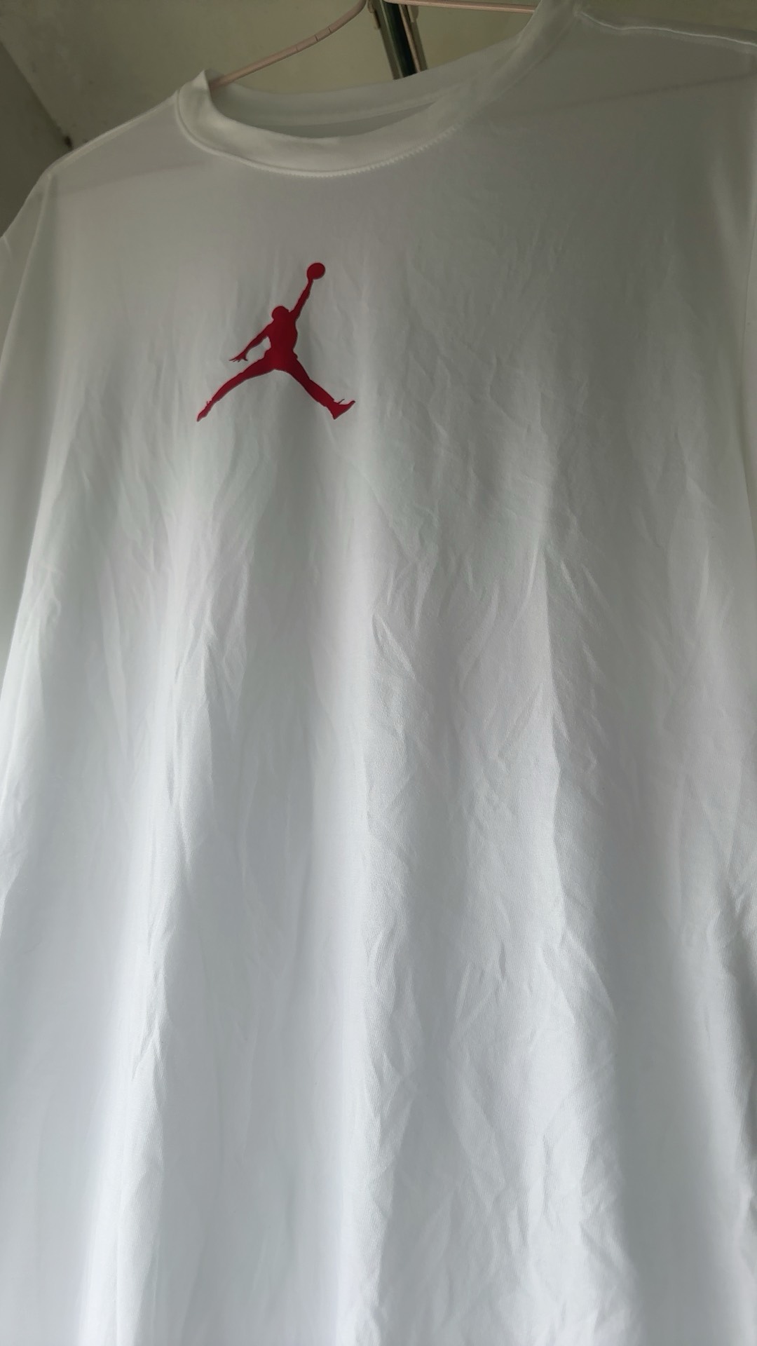 custom review-Джордан T Рубашка Азиатская Версия Мужская Белая Тренировочная Красная