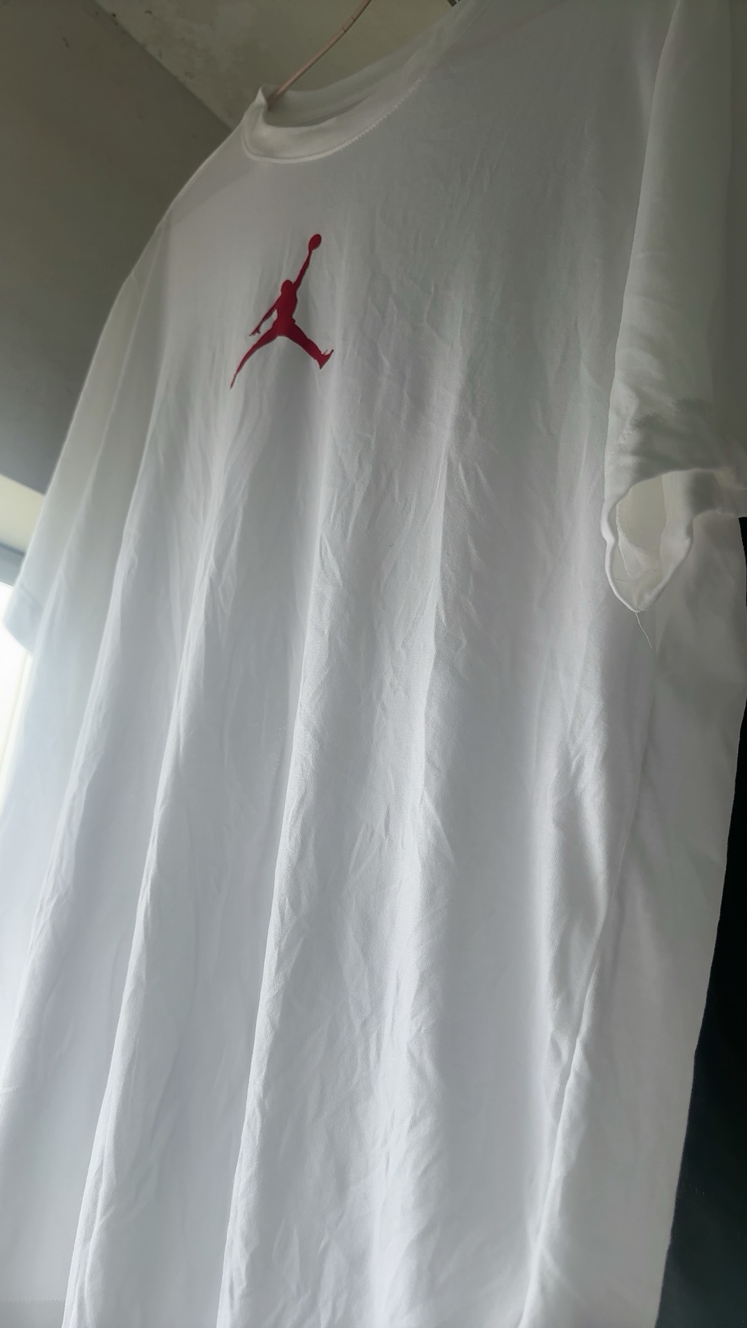 custom review-Джордан T Рубашка Азиатская Версия Мужская Белая Тренировочная Красная