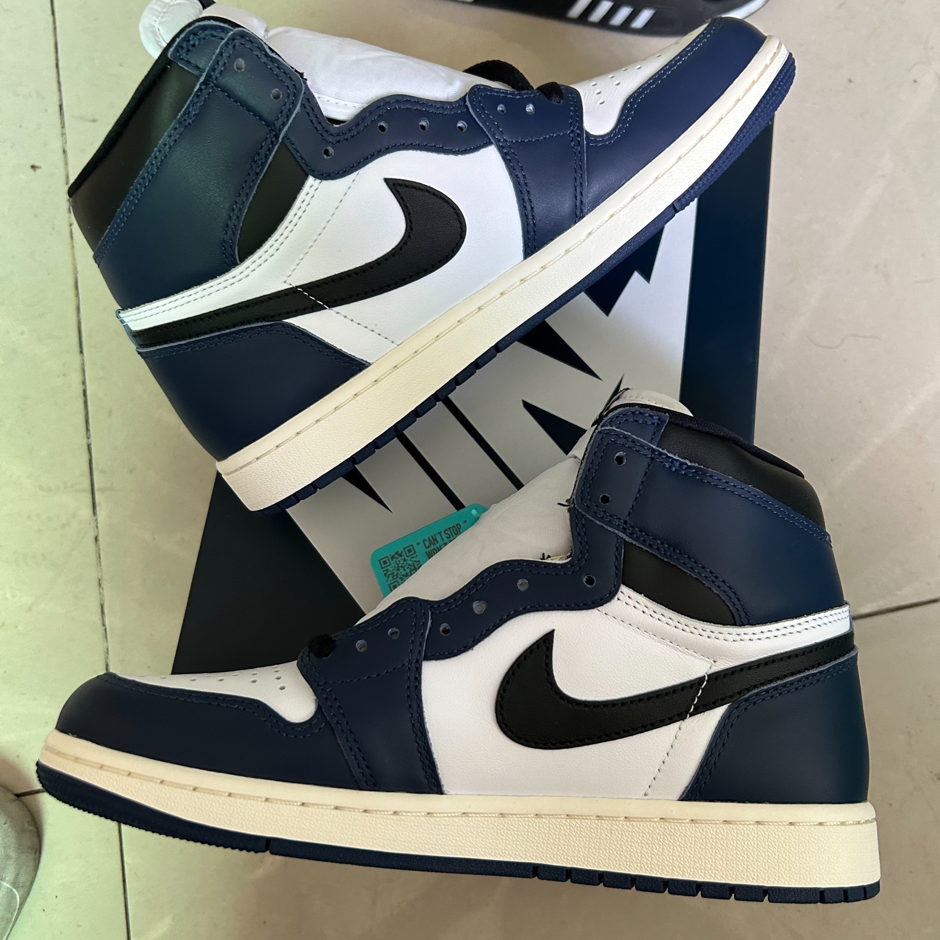 custom review-Jordan Air Jordan 1 High OG 'Midnight Blue' High Top Vintage Баскетбольные Кроссовки Мужские Синий Белый