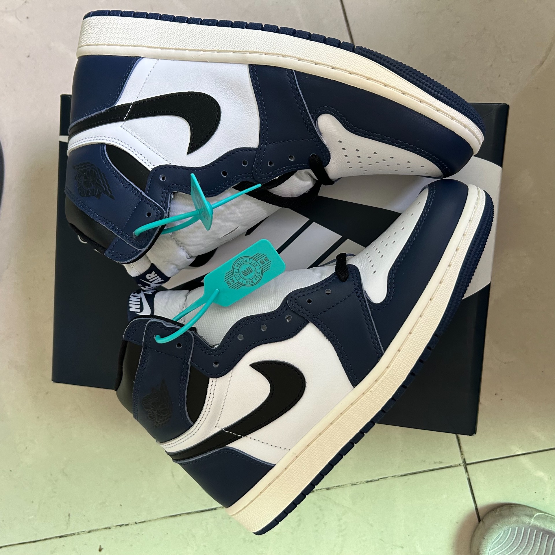 custom review-Jordan Air Jordan 1 High OG 'Midnight Blue' High Top Vintage Баскетбольные Кроссовки Мужские Синий Белый