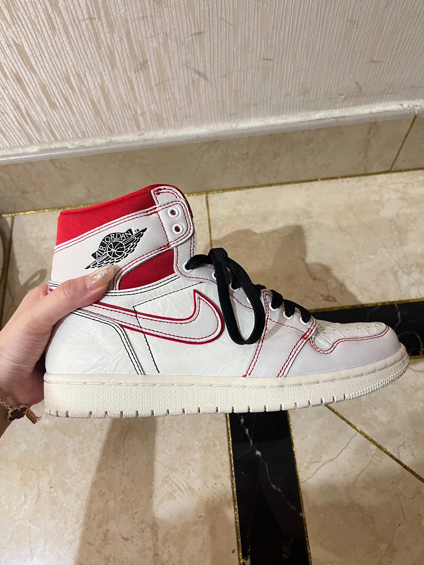 custom review-Jordan Air Jordan 1 Retro High Phantom High Top Винтажные баскетбольные кроссовки Мужские Белый Красный