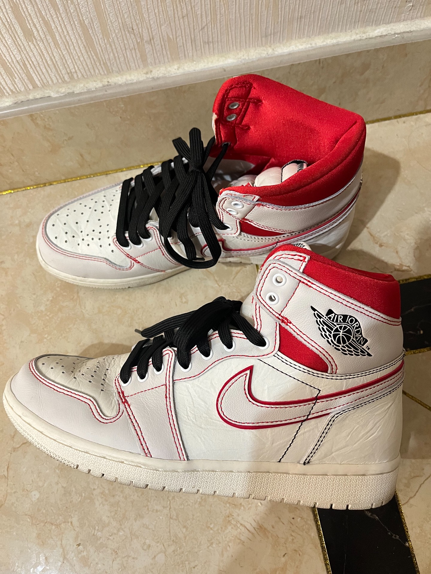 custom review-Jordan Air Jordan 1 Retro High Phantom High Top Винтажные баскетбольные кроссовки Мужские Белый Красный