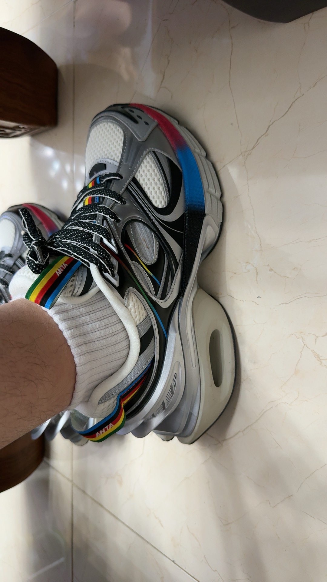 custom review-Anta Cloud Chip Wear Resistant Low Top Casual Shoes Men's White Silver Black