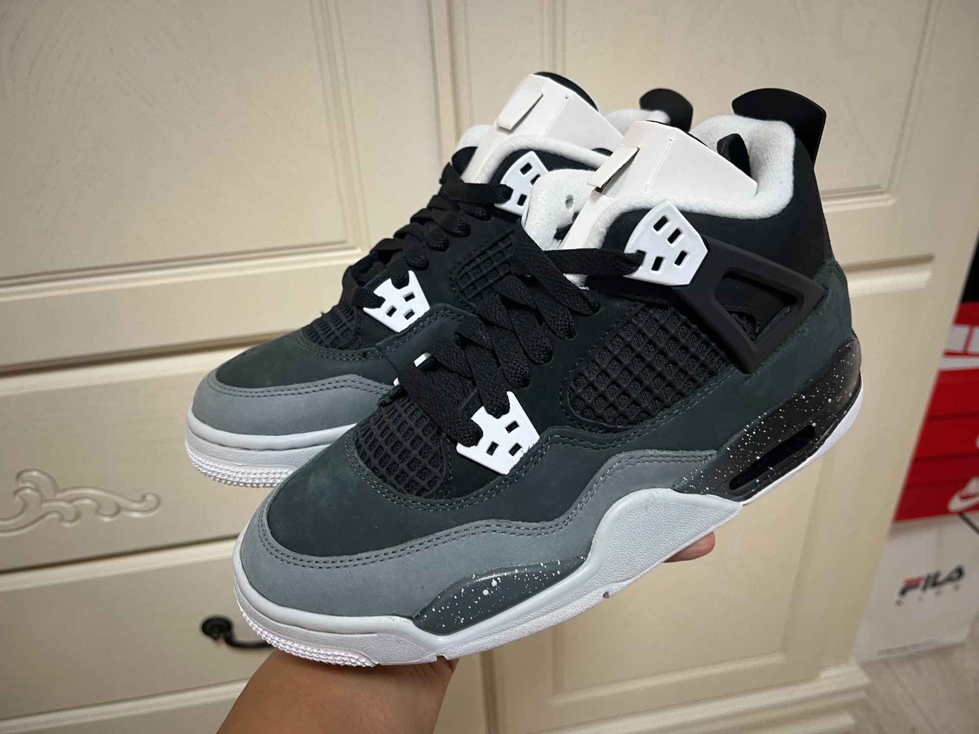 custom review-Jordan Air Джордан 4 Противоскользящие Анти-KICK Высокий Топ Детские Баскетбольные Кроссовки Черные